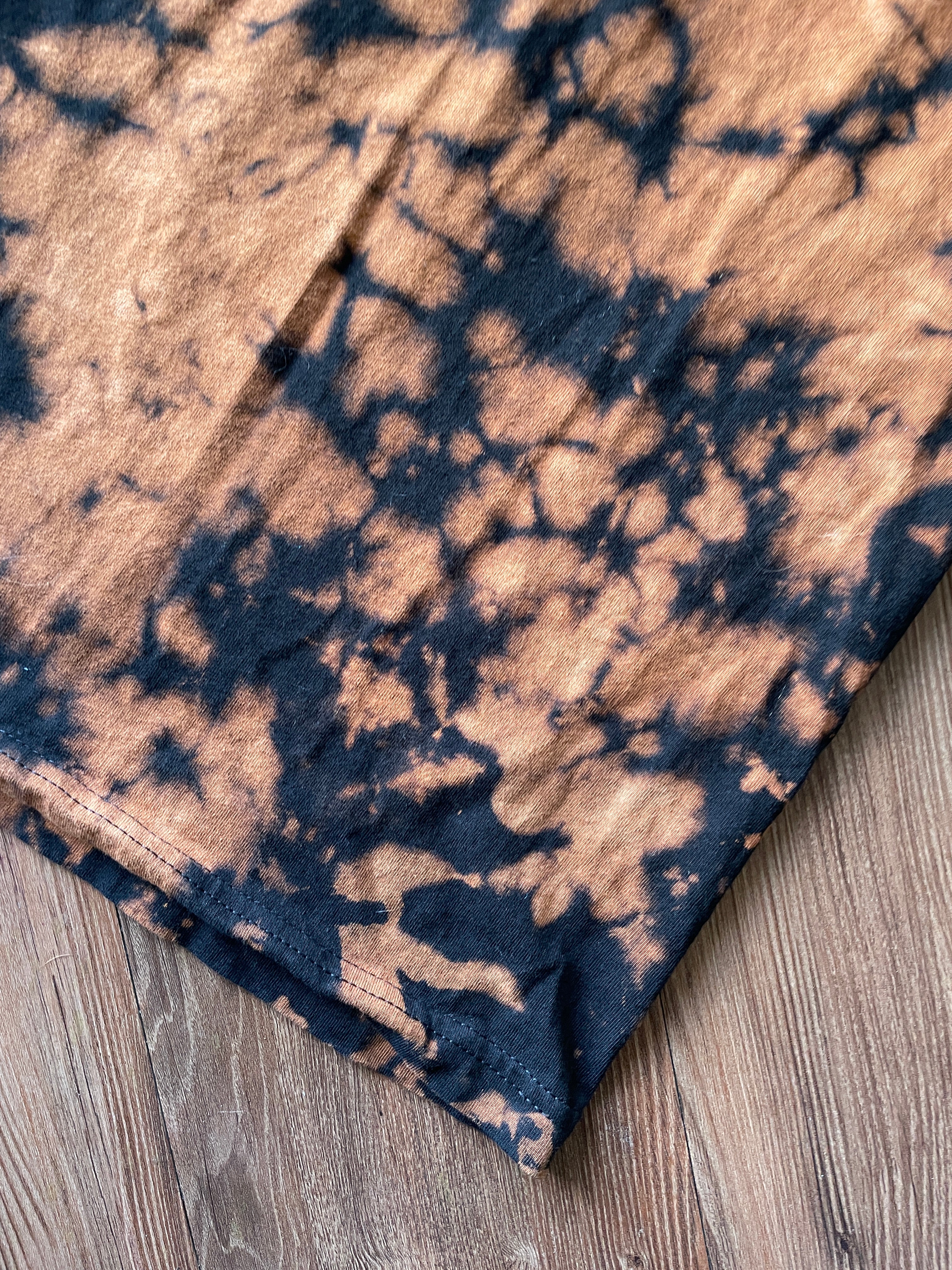 SMALL Men's Poison Spider Trail Moab, Utah Handmade Acid Dye Tank Top | One-Of-a-Kind Black and Bleach Short Sleeve