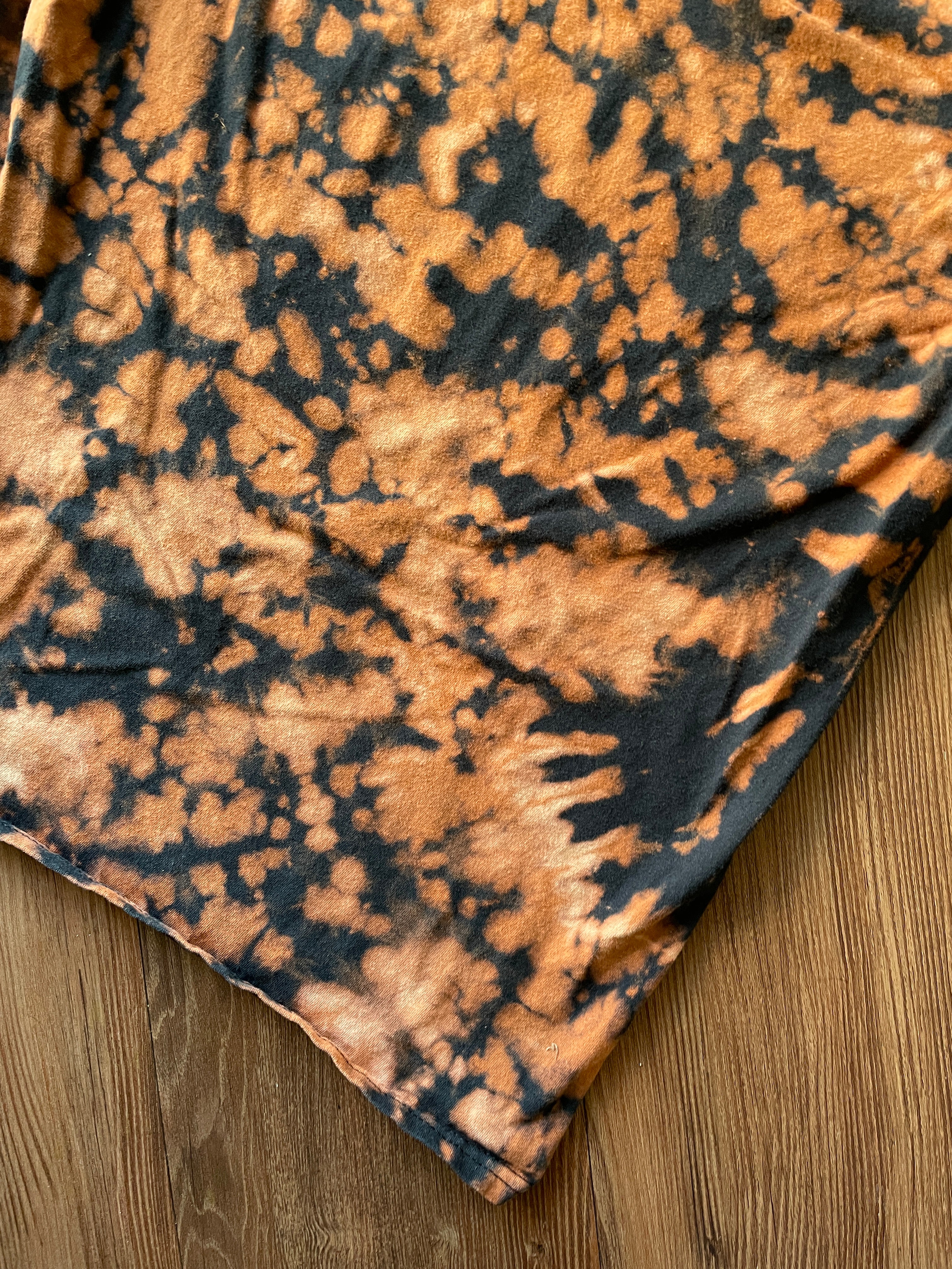 MEDIUM Women's Tom & Jerry Handmade Acid Dye T-Shirt | One-Of-a-Kind Black and Bleach Short Sleeve