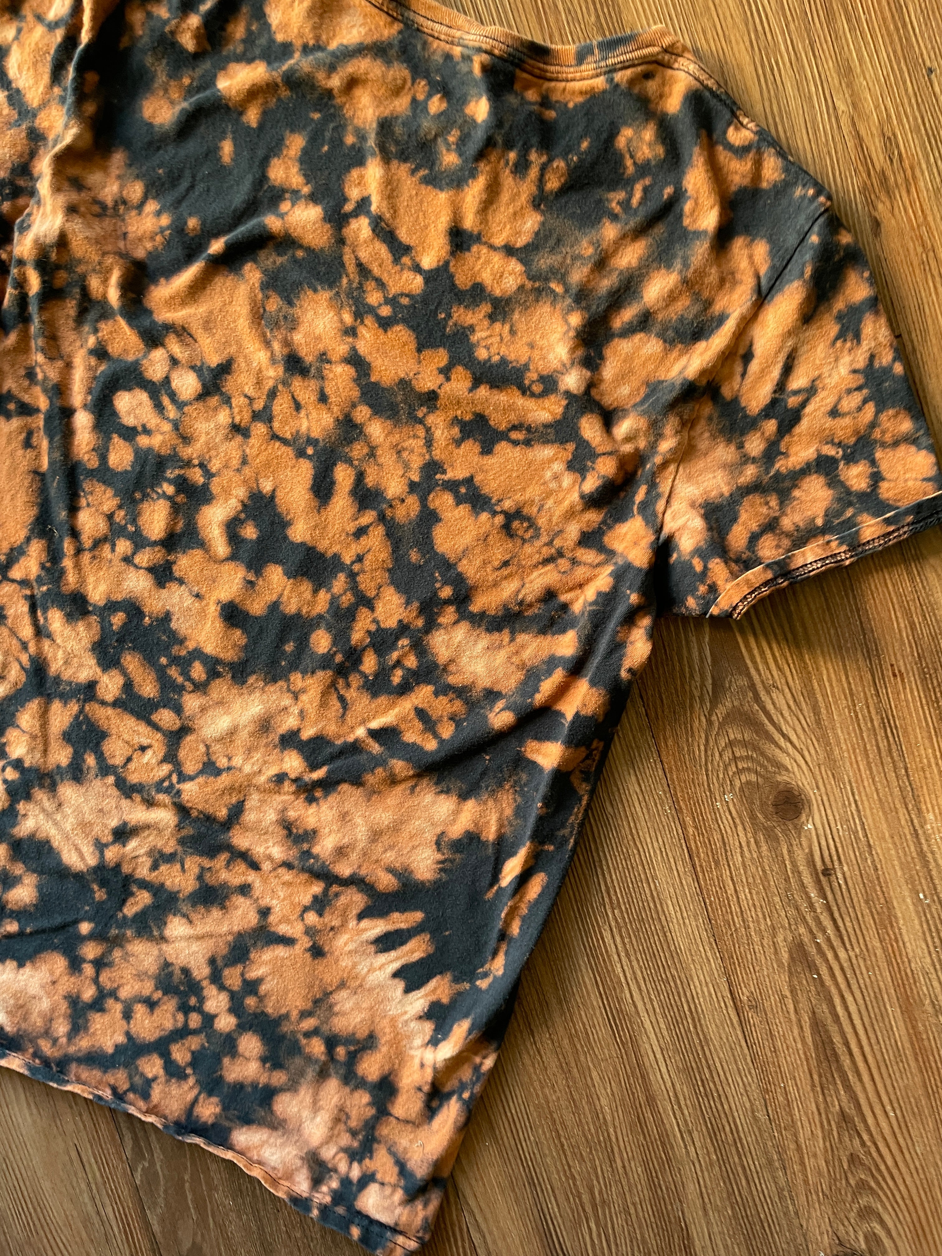 MEDIUM Women's Tom & Jerry Handmade Acid Dye T-Shirt | One-Of-a-Kind Black and Bleach Short Sleeve