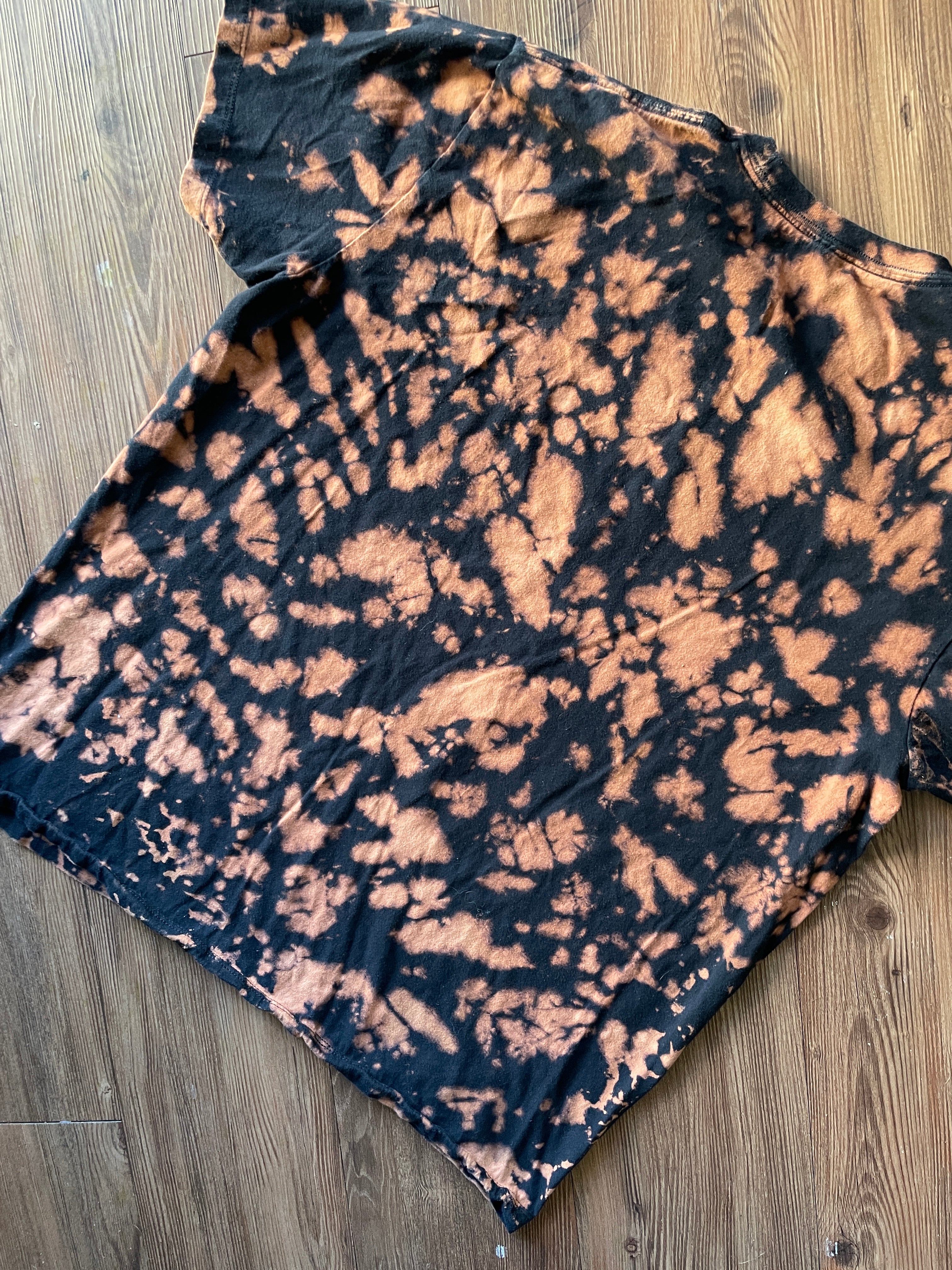 XL Men’s Panic! at the Disco Handmade Acid Dye T-Shirt | One-Of-a-Kind Black and Bleach Short Sleeve