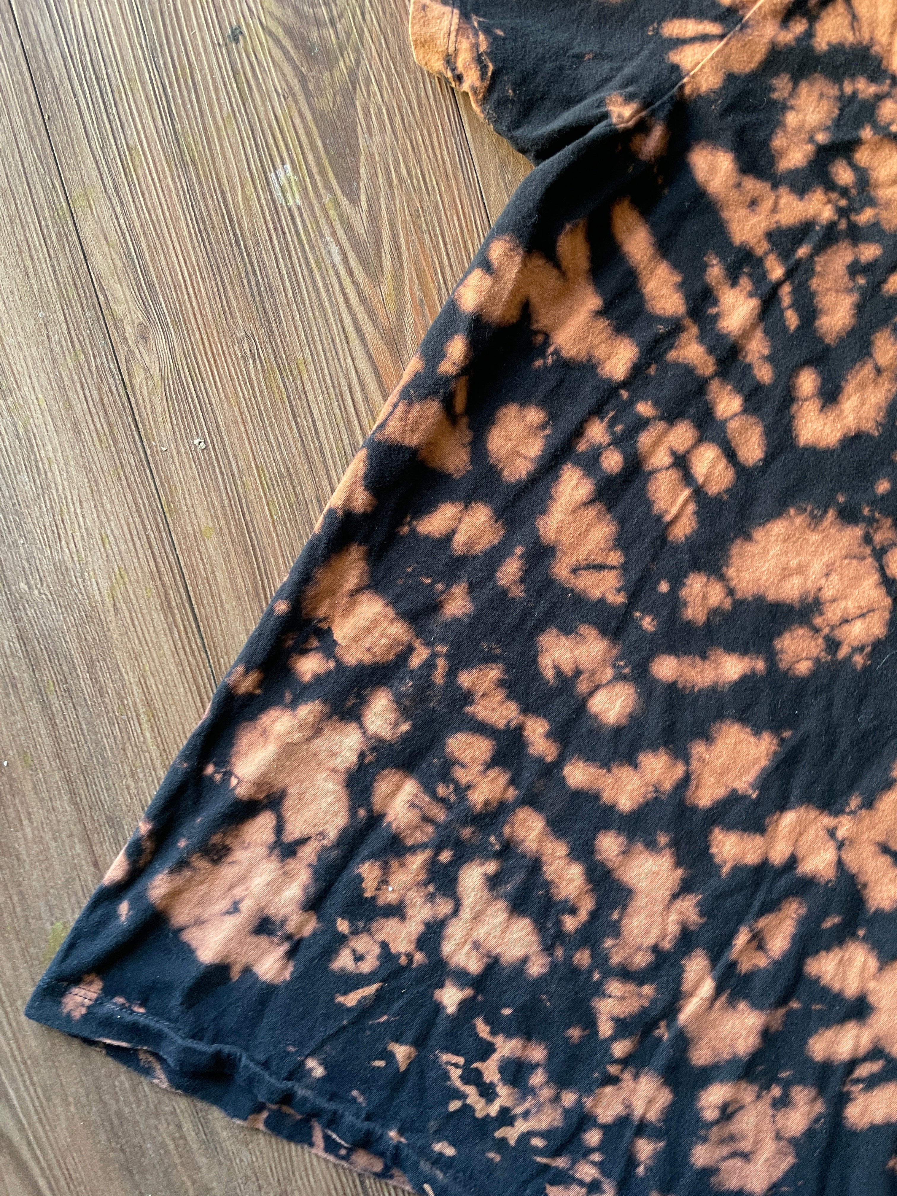 XL Men’s Panic! at the Disco Handmade Acid Dye T-Shirt | One-Of-a-Kind Black and Bleach Short Sleeve