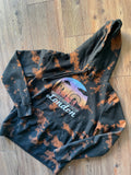 SMALL Women’s London Skyline Handmade Acid Dye Hoodie | One-Of-a-Kind Black and Bleach Long Sleeve Sweatshirt