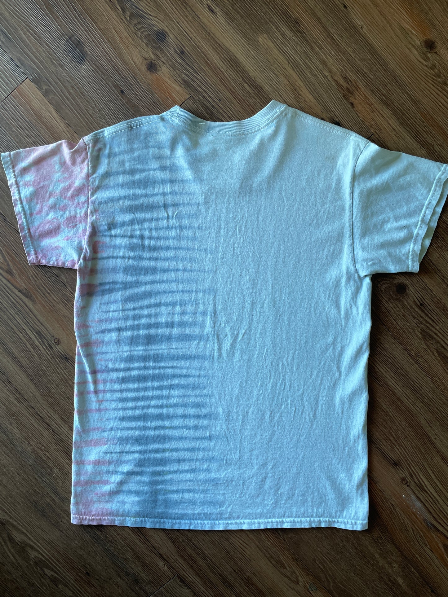 Medium Men’s Scarface Handmade Tie Dye T-Shirt | Pastel Pink and Grey Pleated Tie Dye Short Sleeve