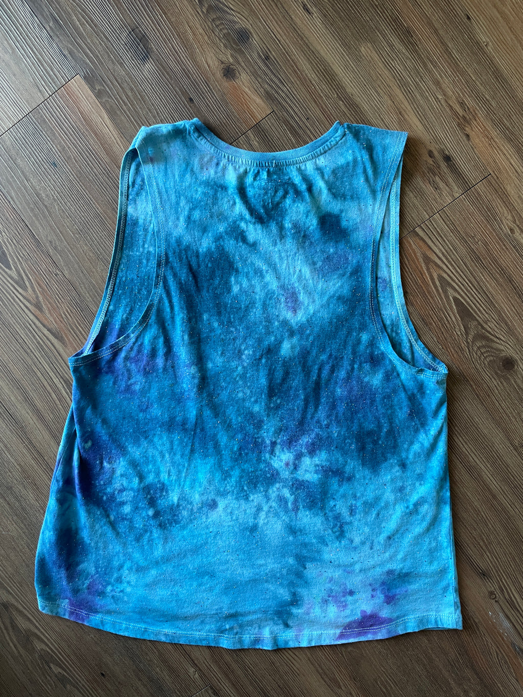 XL Women’s SpongeBob I’m Ready Handmade Tie Dye Tank Too | Blue Ocean Galaxy Tie Dye Sleeveless Top