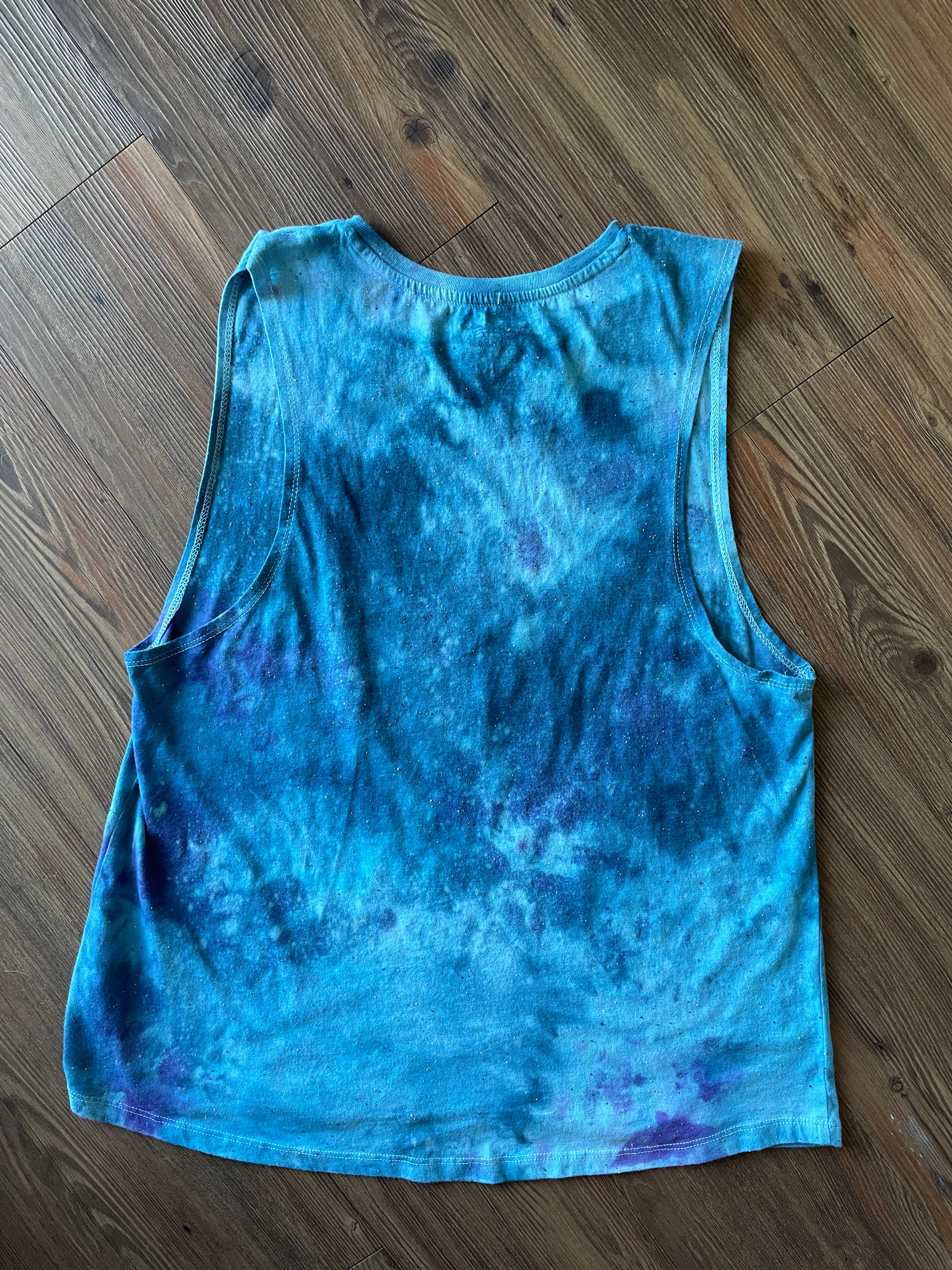 XL Women’s SpongeBob I’m Ready Handmade Tie Dye Tank Too | Blue Ocean Galaxy Tie Dye Sleeveless Top