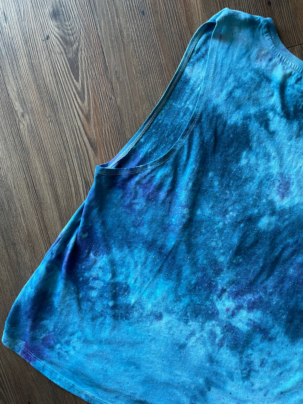 XL Women’s SpongeBob I’m Ready Handmade Tie Dye Tank Too | Blue Ocean Galaxy Tie Dye Sleeveless Top