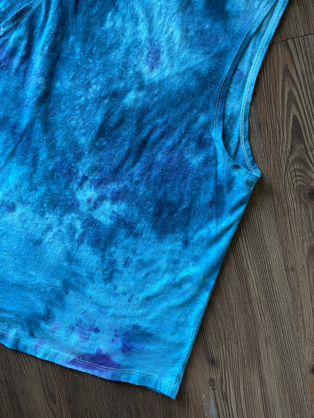 XL Women’s SpongeBob I’m Ready Handmade Tie Dye Tank Too | Blue Ocean Galaxy Tie Dye Sleeveless Top