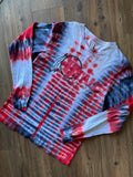 Large Men’s Utah Utes Handmade Tie Dye T-Shirt | Red and Black U of U Pleated Tie Dye Long  Sleeve
