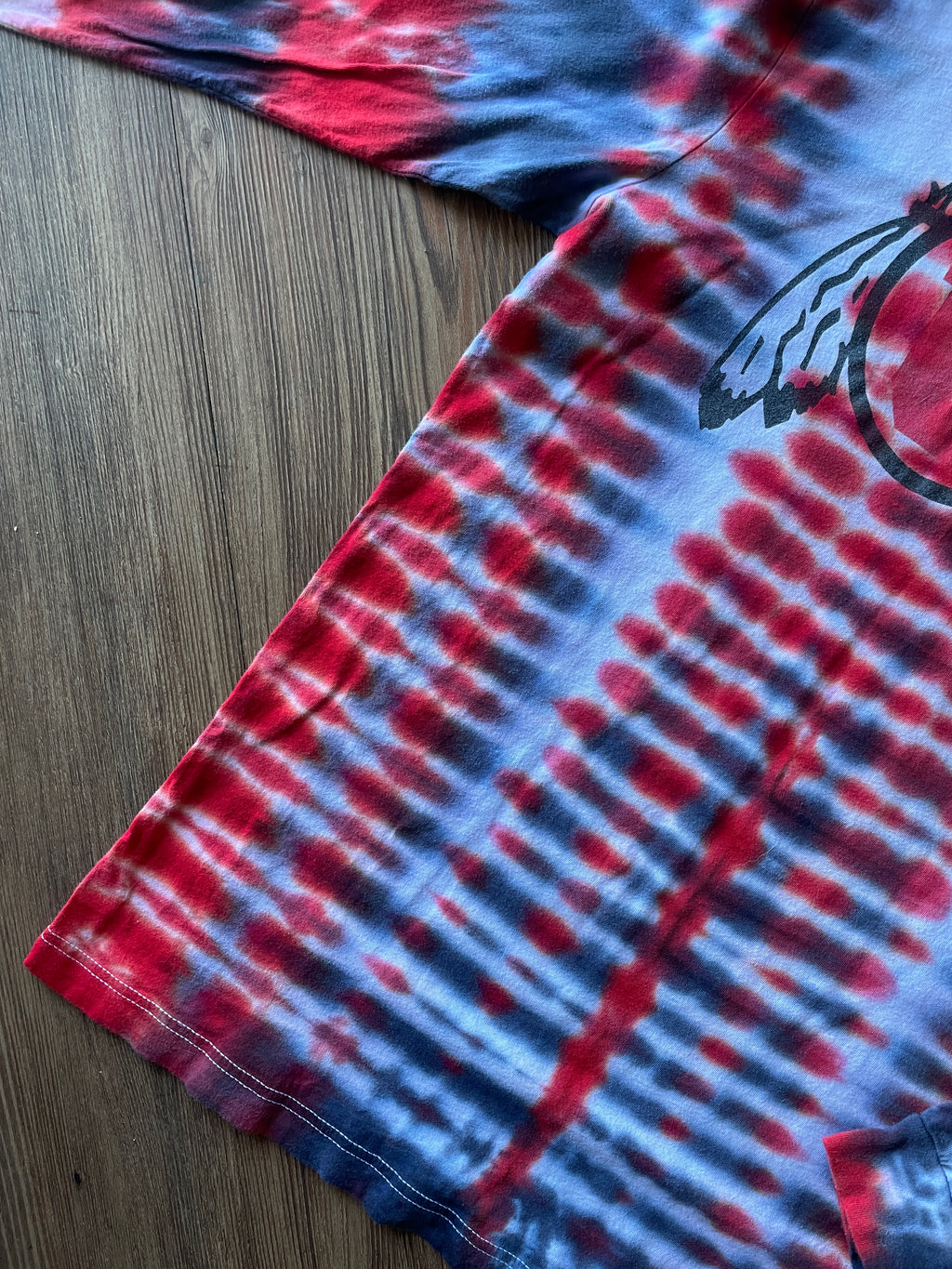 Large Men’s Utah Utes Handmade Tie Dye T-Shirt | Red and Black U of U Pleated Tie Dye Long  Sleeve