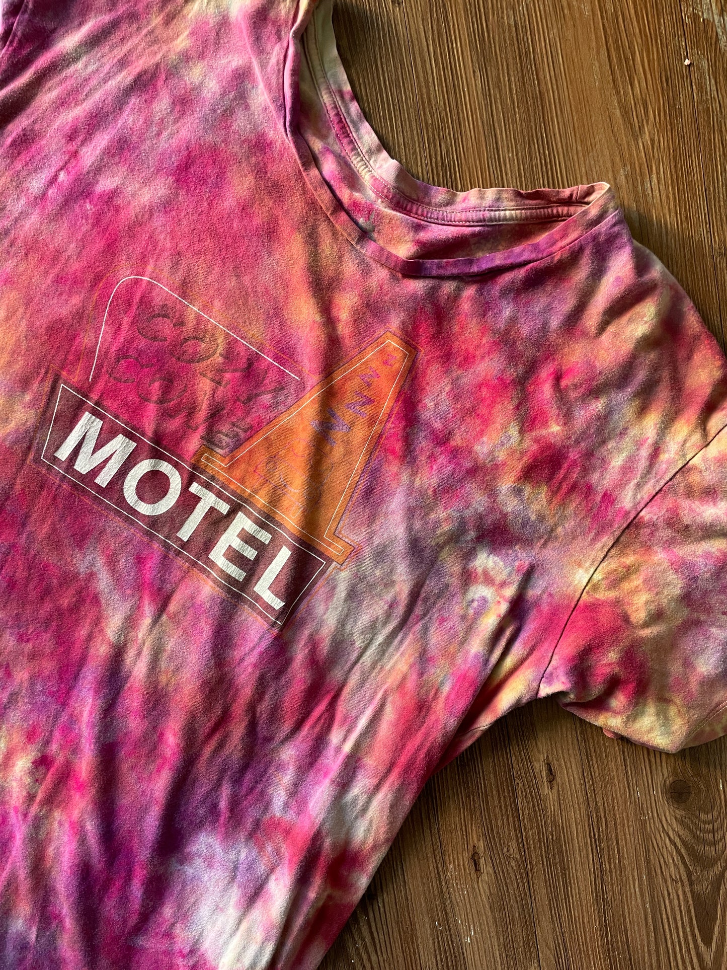 ONE SIZE Men’s Cozy Cone Motel Galaxy Handmade Tie Dye Sleep Shirt | One-Of-a-Kind Pink and Purple Short Sleeve