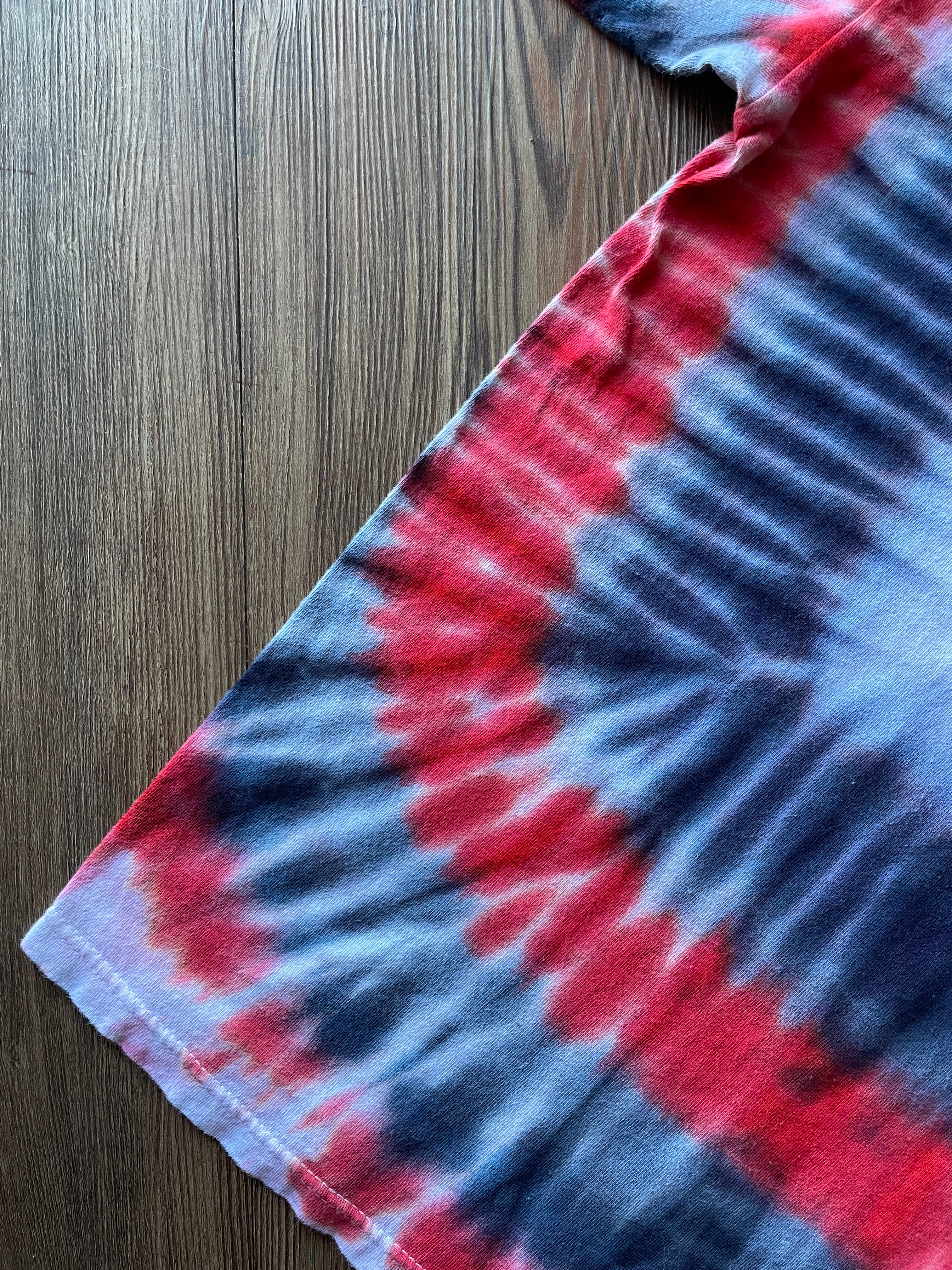 Large Men’s Yoda Utah Utes Handmade Tie Dye T-Shirt | Red, White, and Black U of U Pleated Tie Dye Short Sleeve