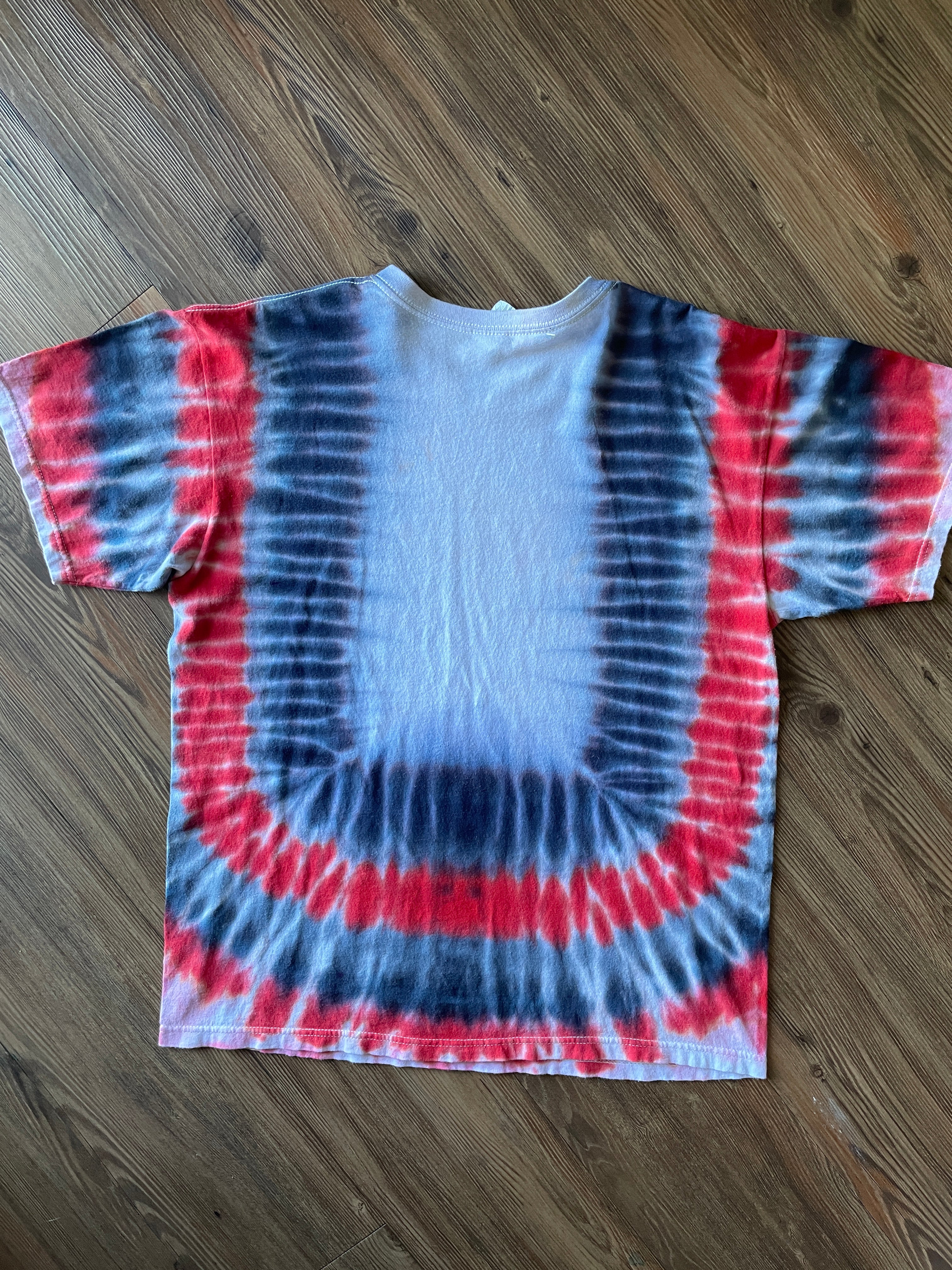 Large Men’s Yoda Utah Utes Handmade Tie Dye T-Shirt | Red, White, and Black U of U Pleated Tie Dye Short Sleeve