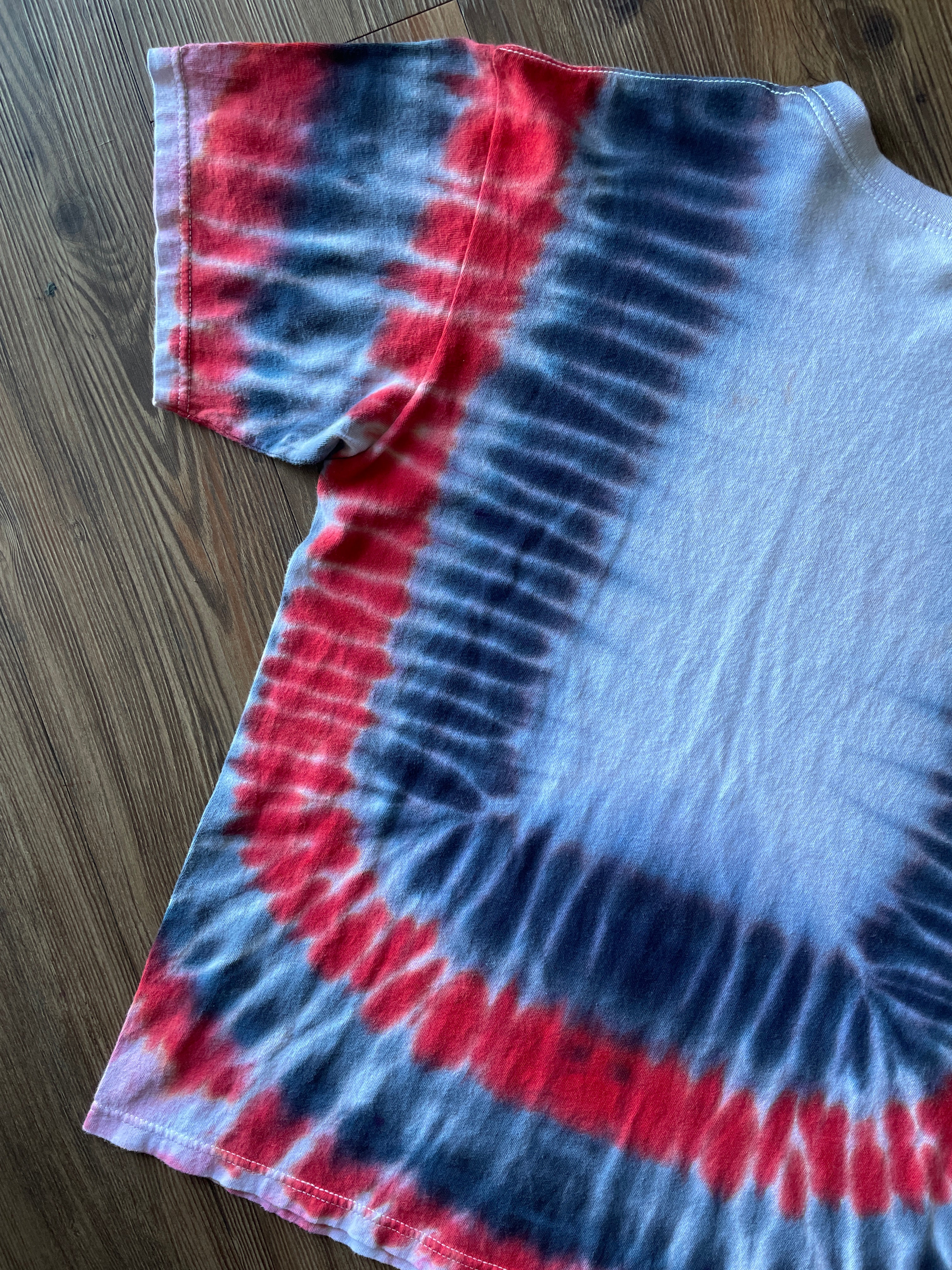 Large Men’s Yoda Utah Utes Handmade Tie Dye T-Shirt | Red, White, and Black U of U Pleated Tie Dye Short Sleeve