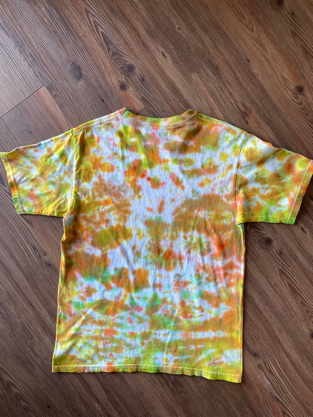 Medium Men’s Rugrats Handmade Tie Dye T-Shirt | Green and Orange 90s Nickelodeon Slime Tie Dye Short Sleeve