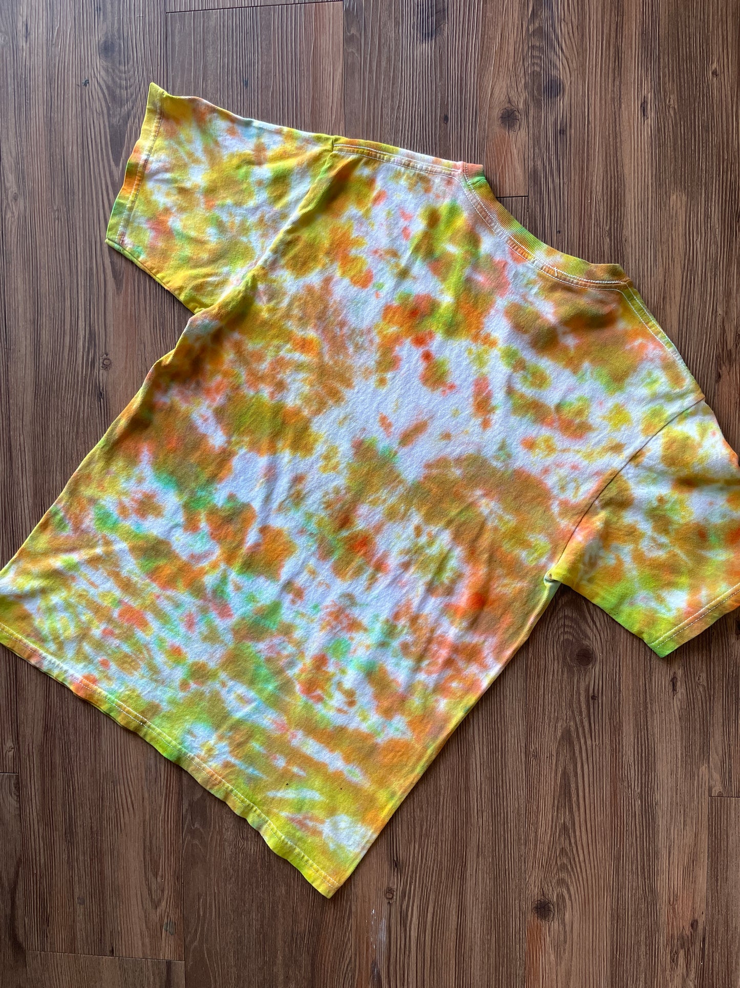 Medium Men’s Rugrats Handmade Tie Dye T-Shirt | Green and Orange 90s Nickelodeon Slime Tie Dye Short Sleeve
