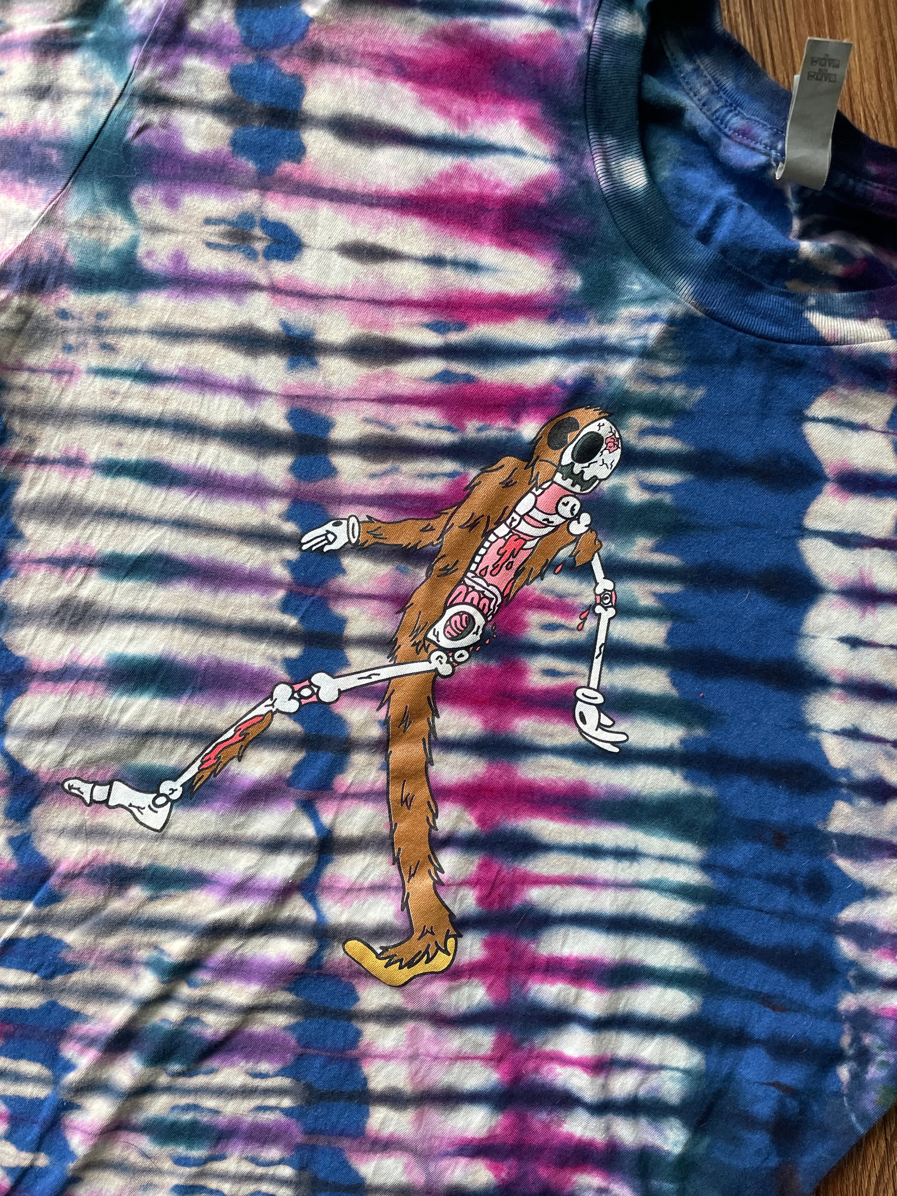 MEDIUM Men’s Treevy Yeti Handmade Tie Dye T-Shirt | One-Of-a-Kind Blue, Black, and PurpleShort Sleeve