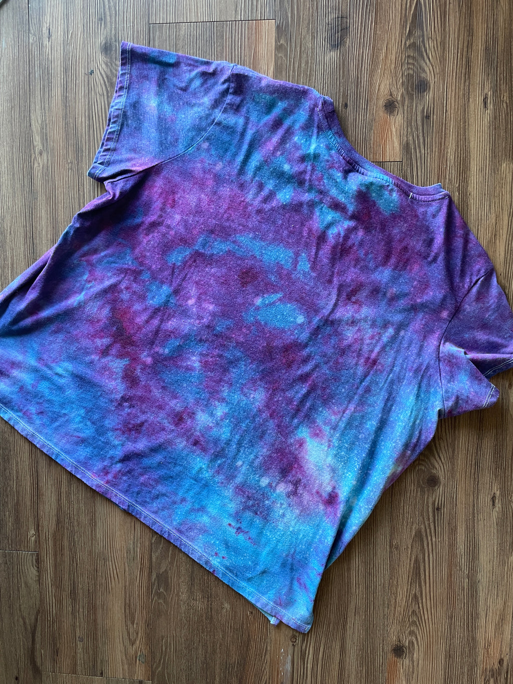 XL Women’s NASA Reversible Sequin Handmade Tie Dye T-Shirt | Purple Galaxy Tie Dye Short Sleeve Crop Top