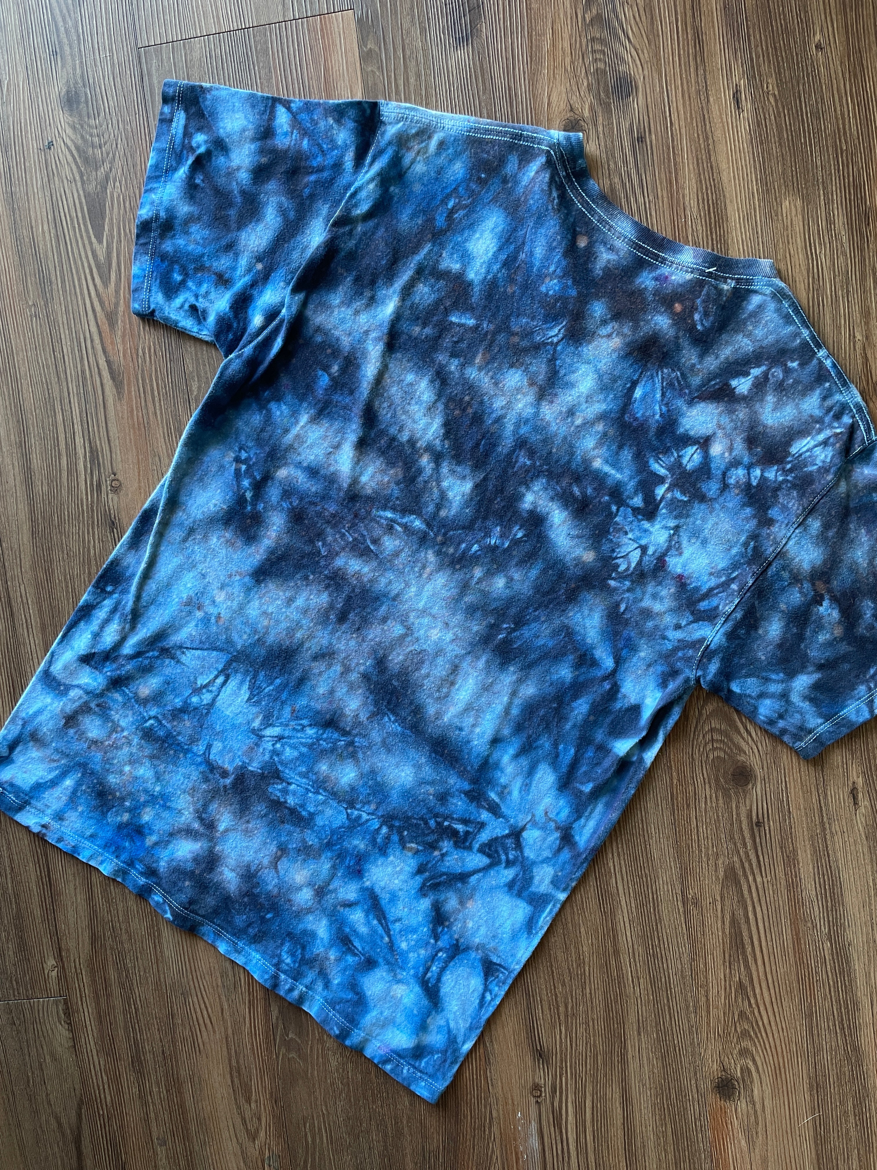 Medium Men’s Champion Handmade Tie Dye T-Shirt | Blue and Black Galaxy Tie Dye Short Sleeve