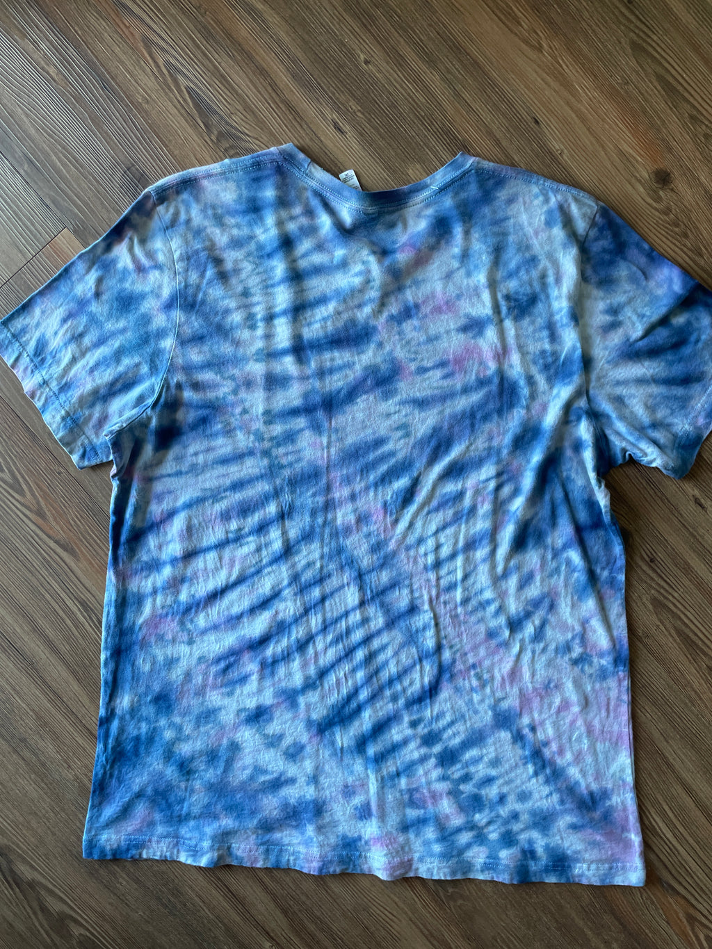 2XL Men’s You Can't Define Normal Handmade Tie Dye T-Shirt | Pastel Blue and Purple Pleated Tie Dye Short Sleeve