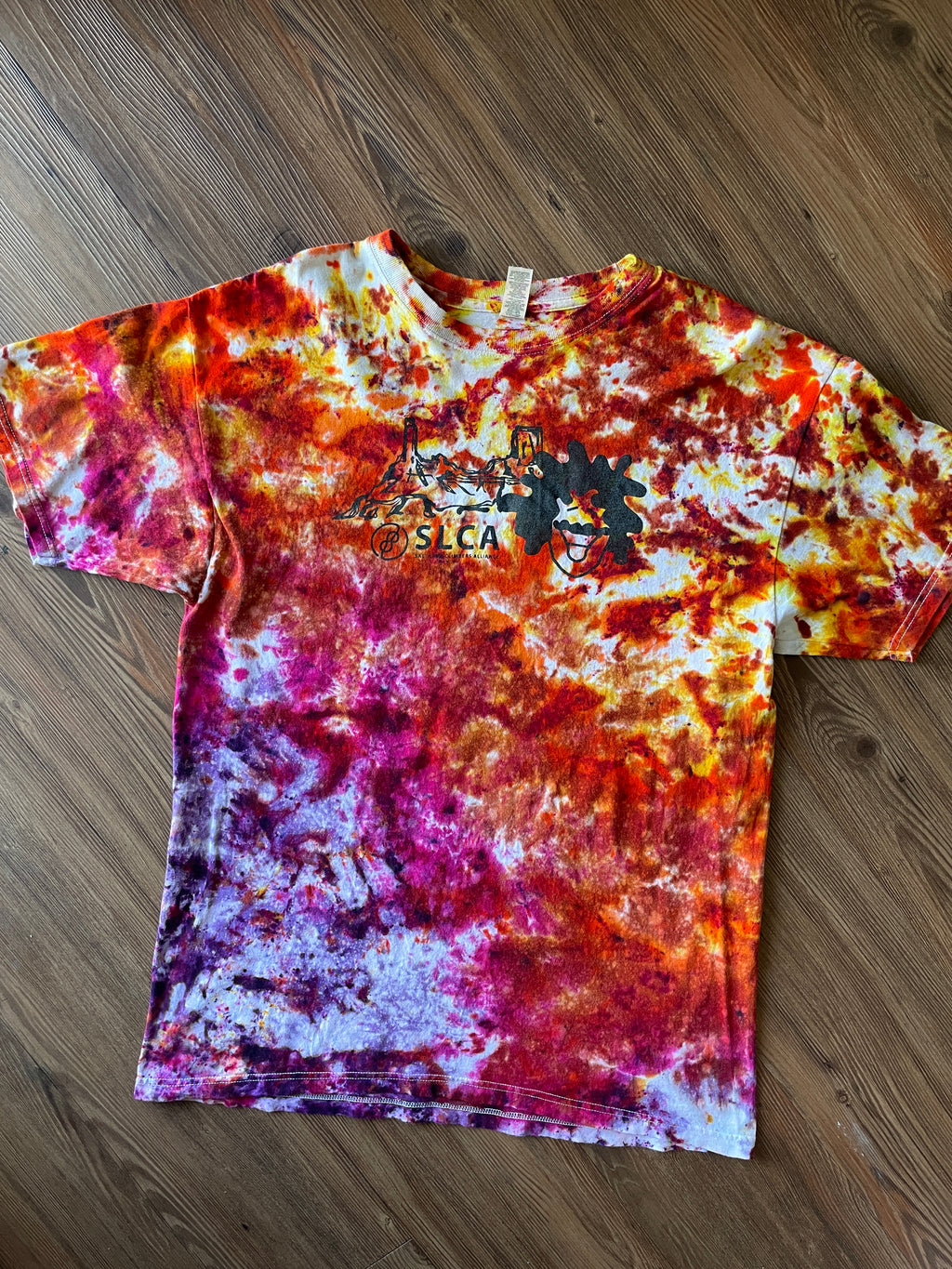 Large Men’s Salt Lake Climbers Gnarly Dood Handmade Tie Dye T-Shirt | Desert Climbing Colors Galaxy Tie Dye Short Sleeve