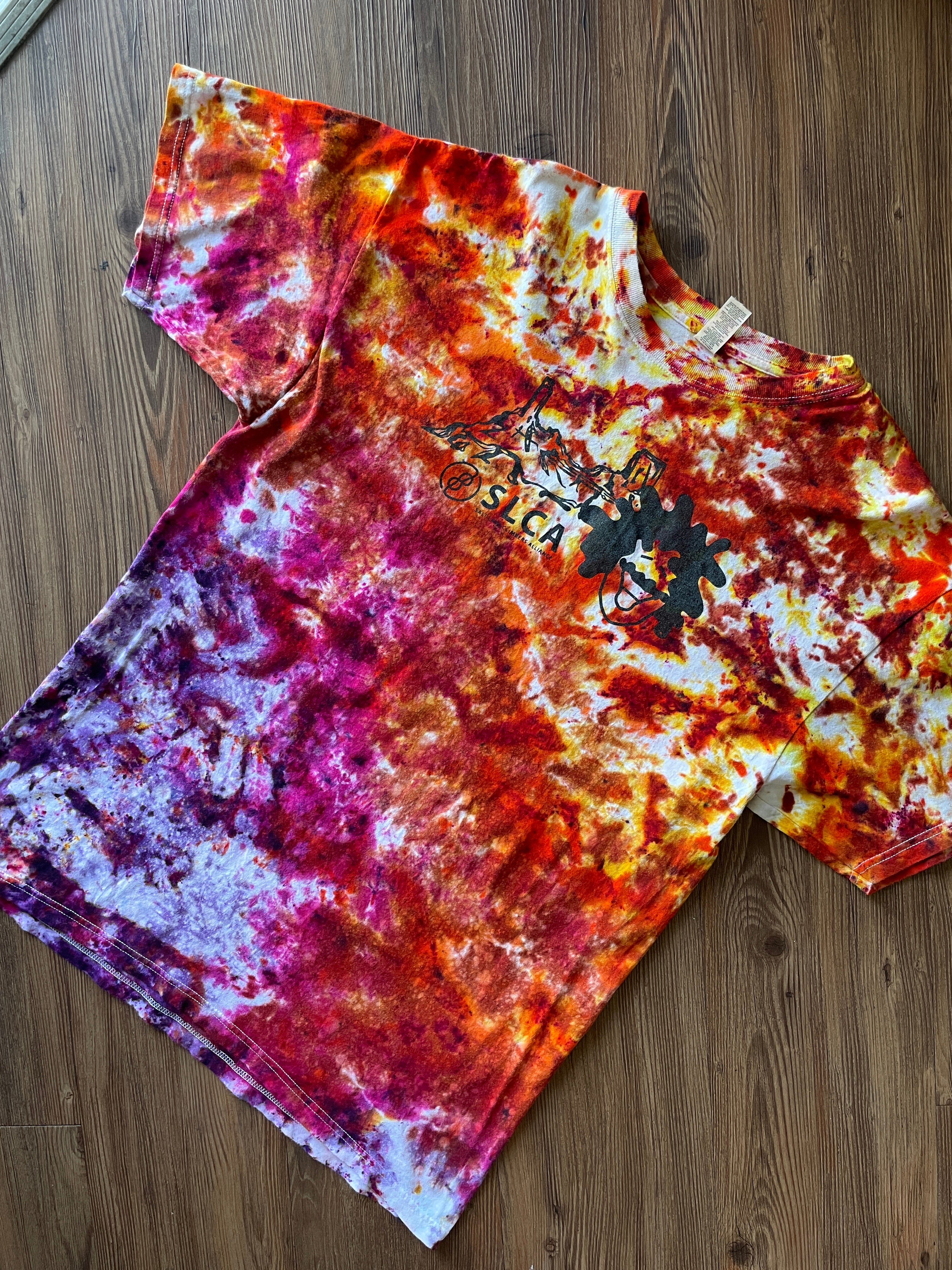 Large Men’s Salt Lake Climbers Gnarly Dood Handmade Tie Dye T-Shirt | Desert Climbing Colors Galaxy Tie Dye Short Sleeve