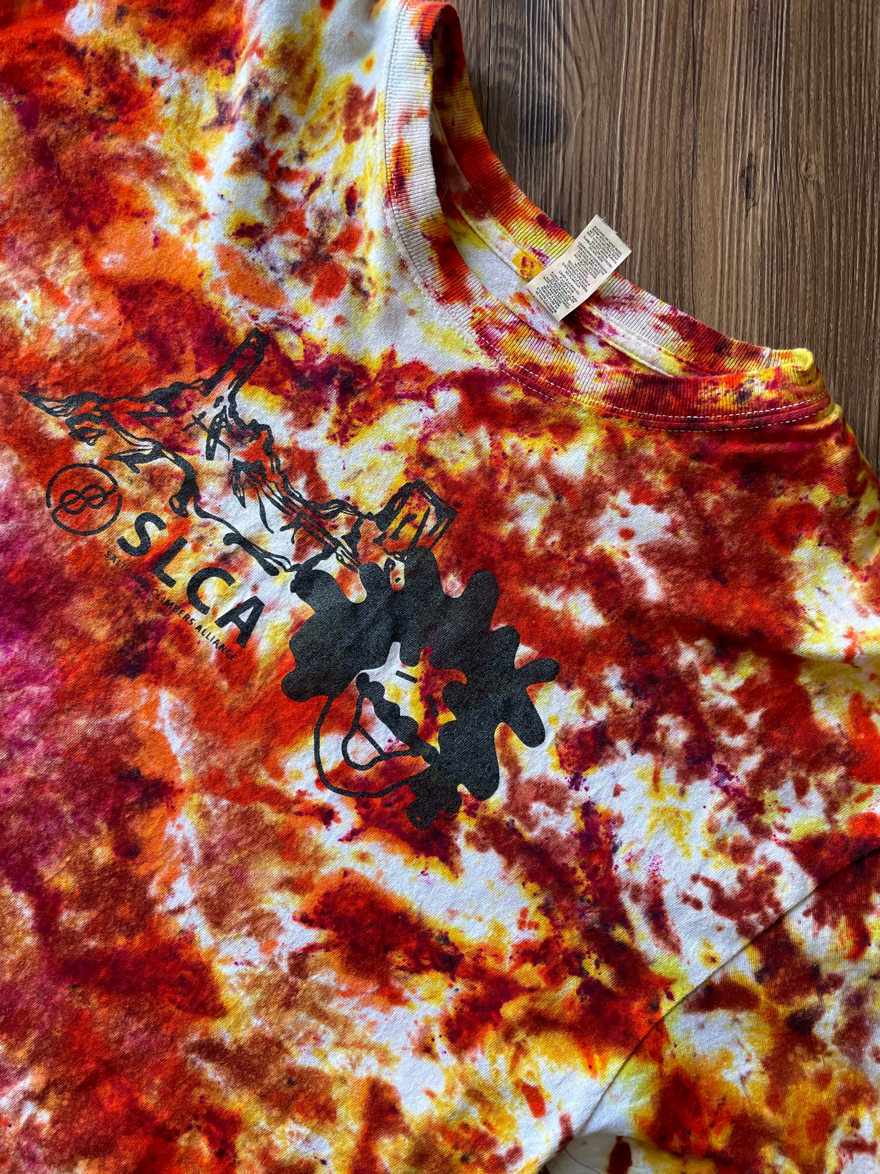 Large Men’s Salt Lake Climbers Gnarly Dood Handmade Tie Dye T-Shirt | Desert Climbing Colors Galaxy Tie Dye Short Sleeve