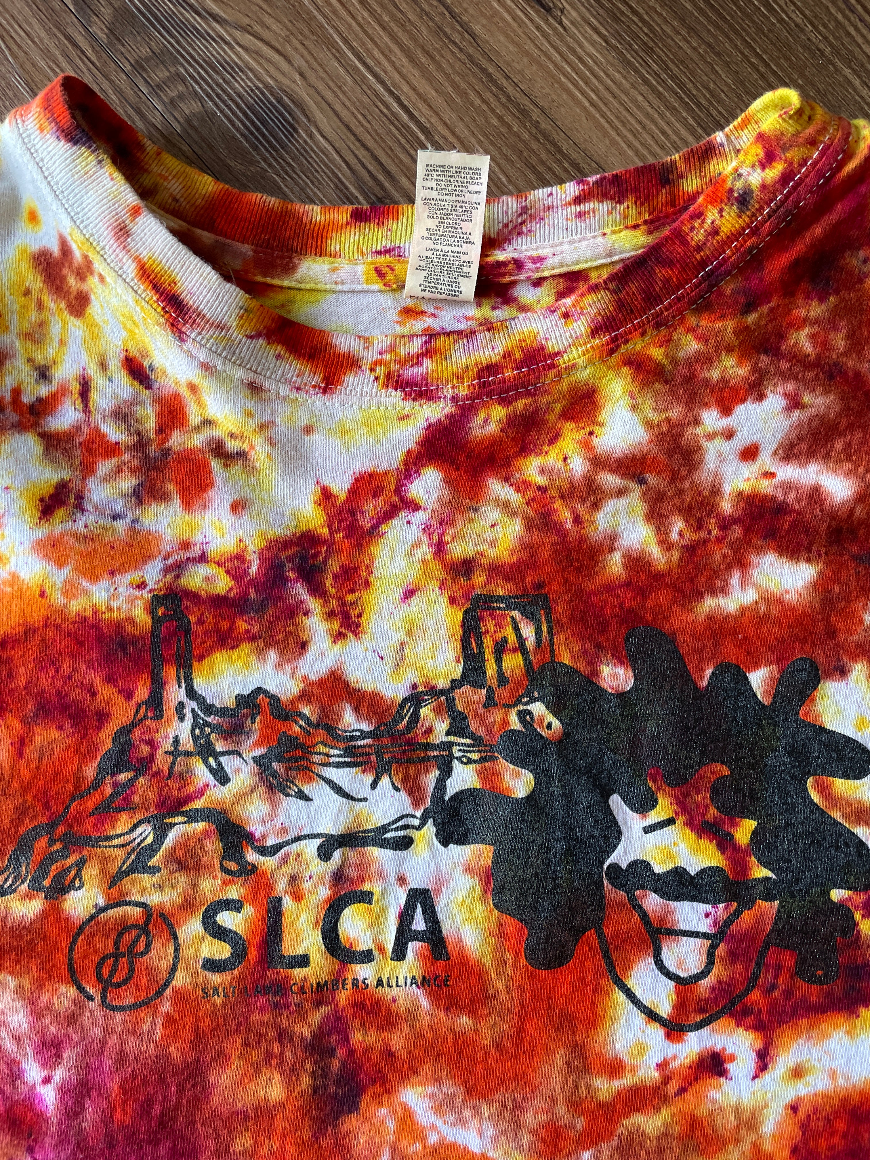 Large Men’s Salt Lake Climbers Gnarly Dood Handmade Tie Dye T-Shirt | Desert Climbing Colors Galaxy Tie Dye Short Sleeve