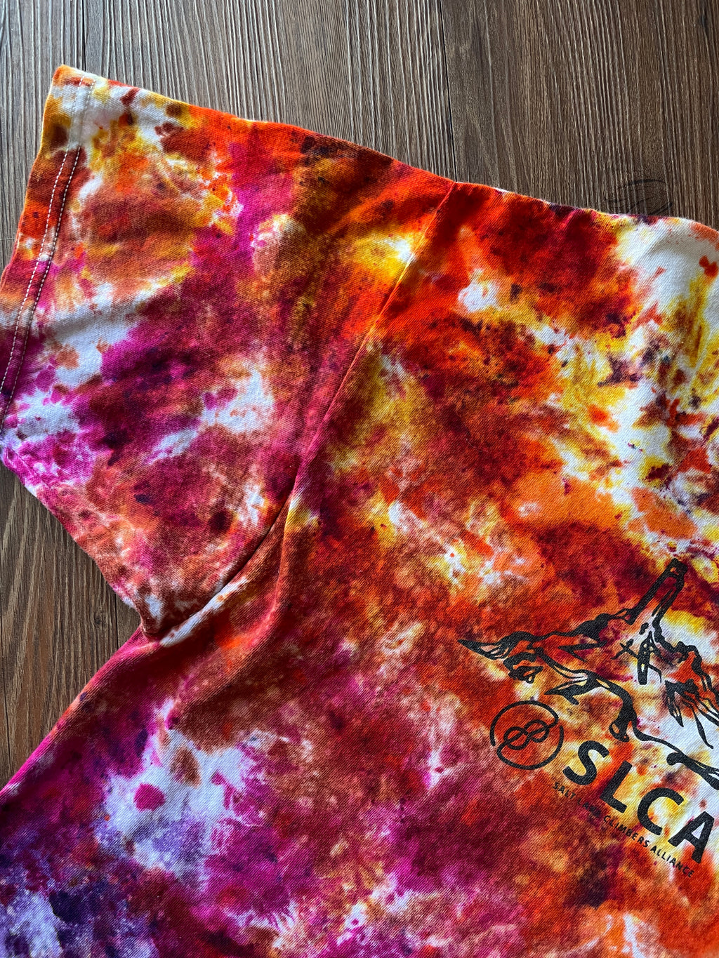 Large Men’s Salt Lake Climbers Gnarly Dood Handmade Tie Dye T-Shirt | Desert Climbing Colors Galaxy Tie Dye Short Sleeve