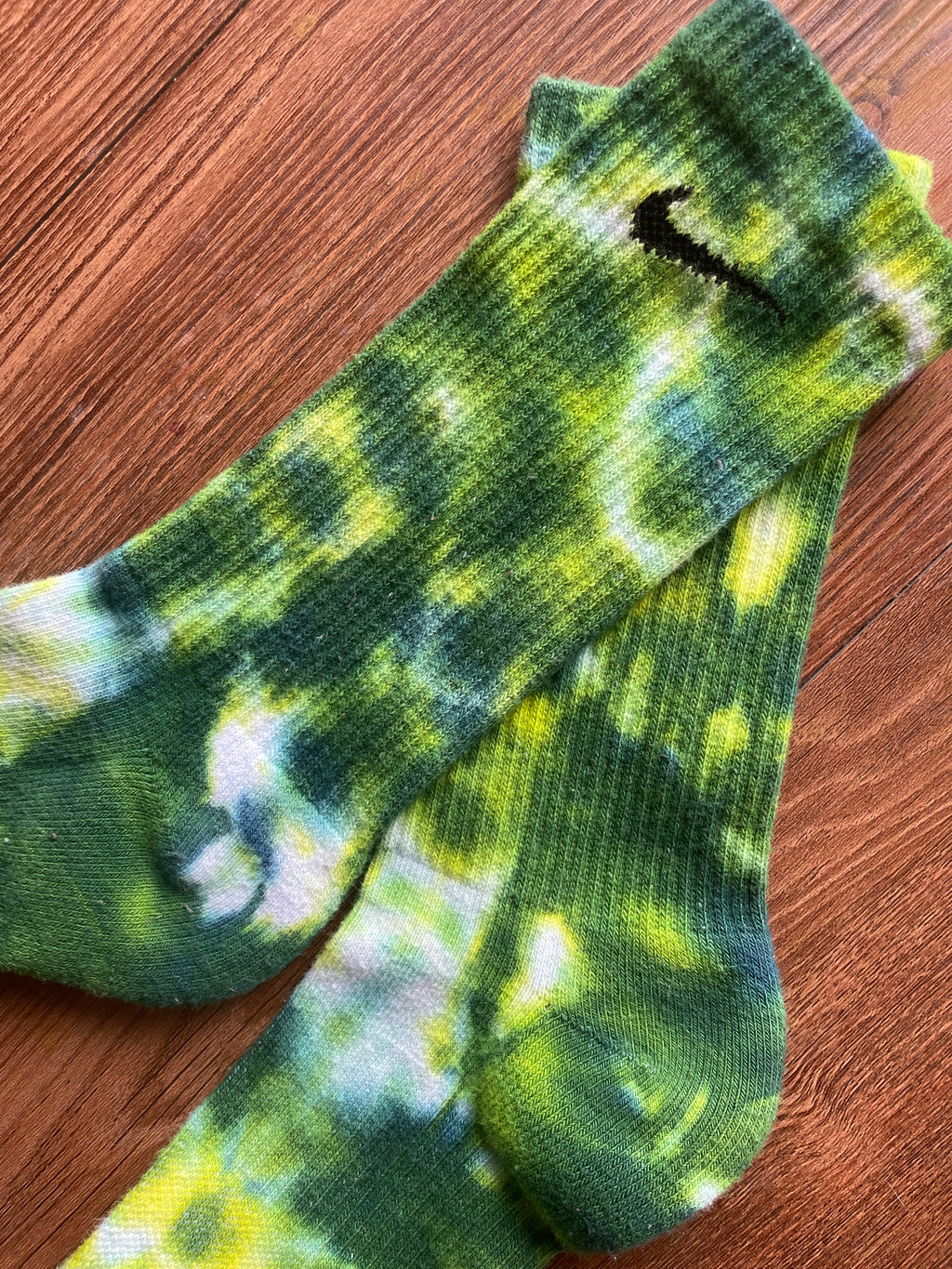 Bright Green, Blue, and White Tie Dye Nike Dri-FIT Training Socks - Size Medium (Men's 6-8/Women's 7-10)