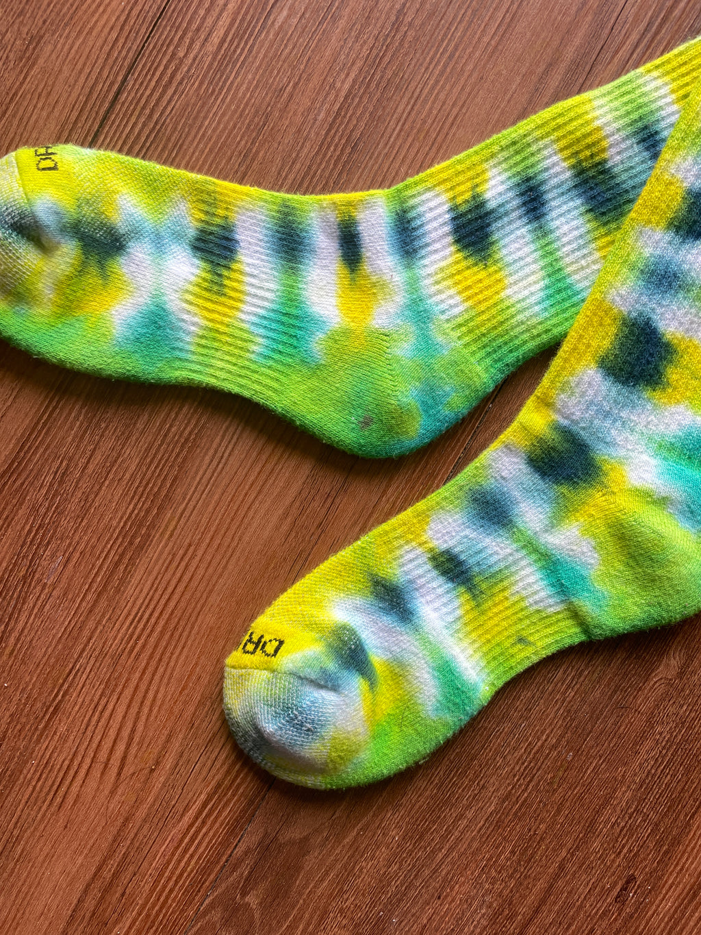 Bright Green, Yellow, and Blue Tie Dye Nike Dri-FIT Training Socks - Size Medium (Men's 6-8/Women's 7-10)