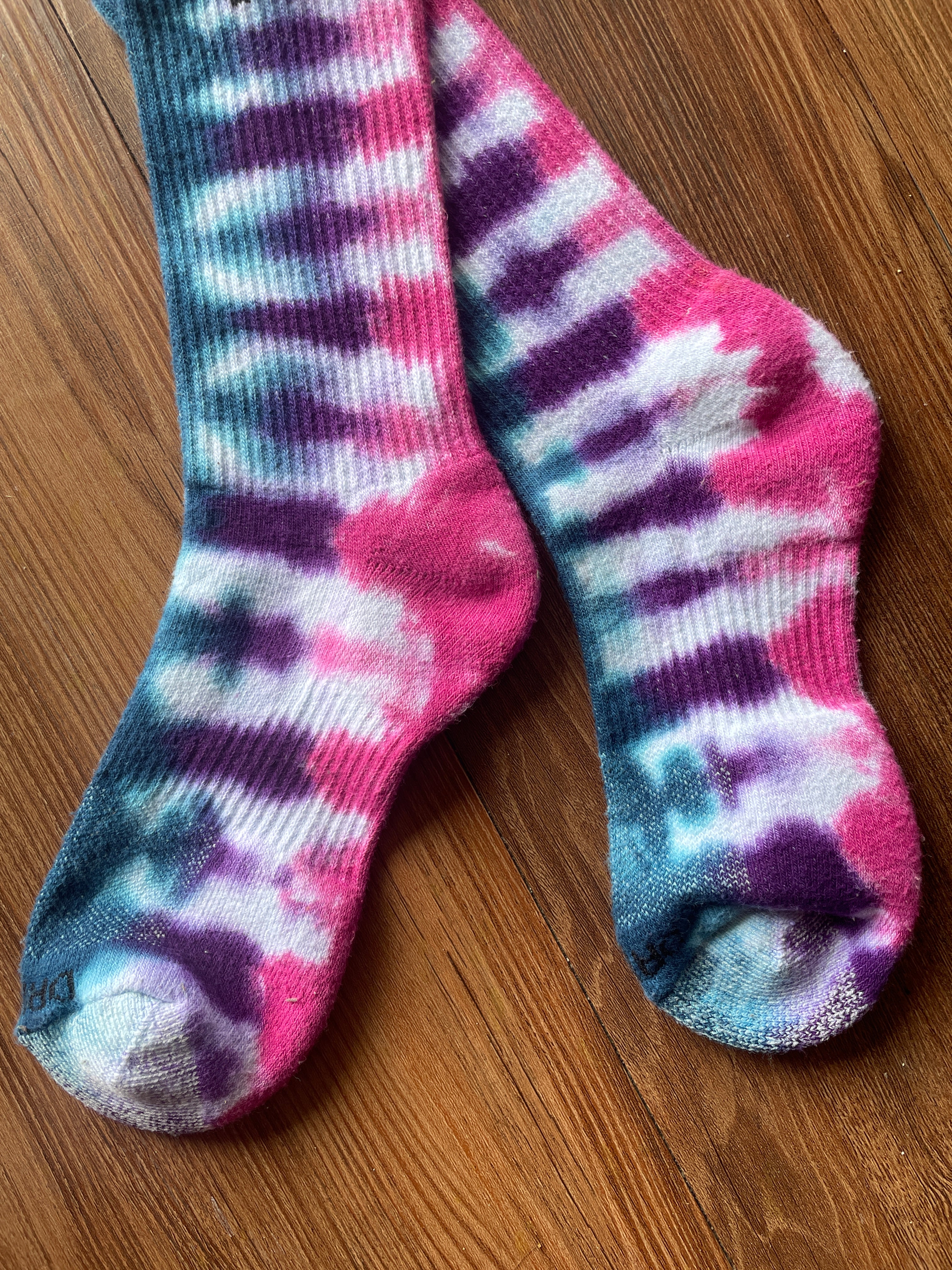 Purple, Pink, and Blue Tie Dye Nike Dri-FIT Training Socks - Size Medium (Men's 6-8/Women's 7-10)