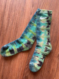 Blue, Teal, and Black Reverse Tie Dye Nike Dri-FIT Training Socks - Size Medium (Men's 6-8/Women's 7-10)