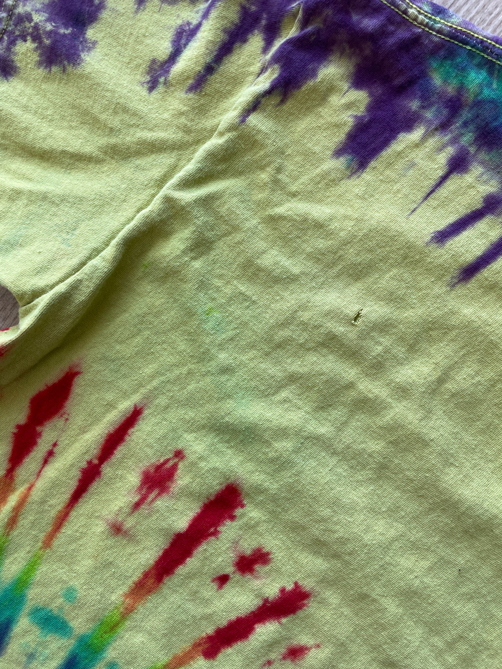 LARGE Men’s Spongebob Squarepants Handmade Tie Dye T-Shirt | One-Of-a-Kind Yellow and Rainbow Short Sleeve