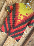 Medium Men’s Average Joe’s Handmade Tie Dye T-Shirt | Yellow, Red, and Black V-Pleated Tie Dye Short Sleeve