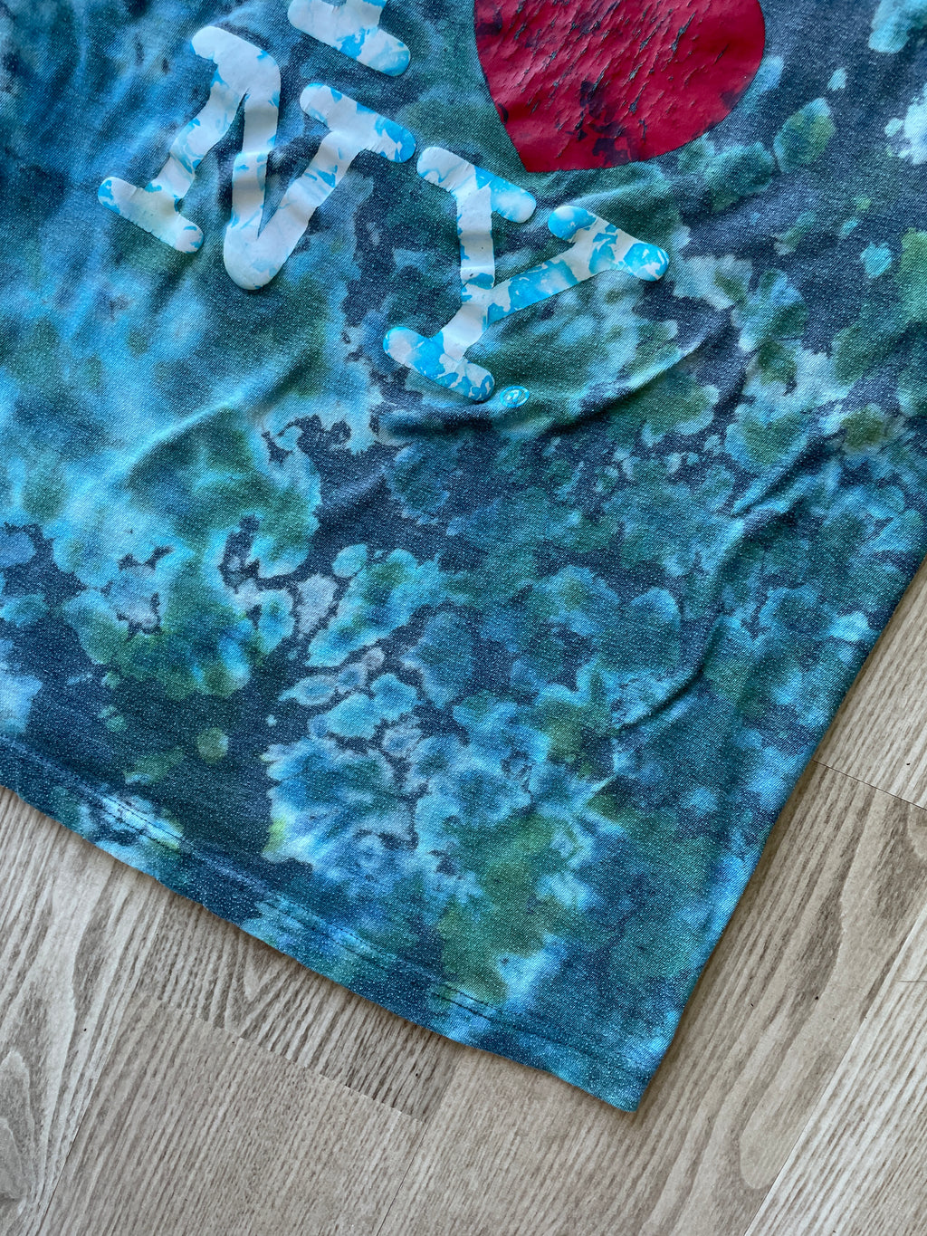 SMALL Men’s I Heart NY Handmade Tie Dye T-Shirt | One-Of-a-Kind Blue and Green Short Sleeve