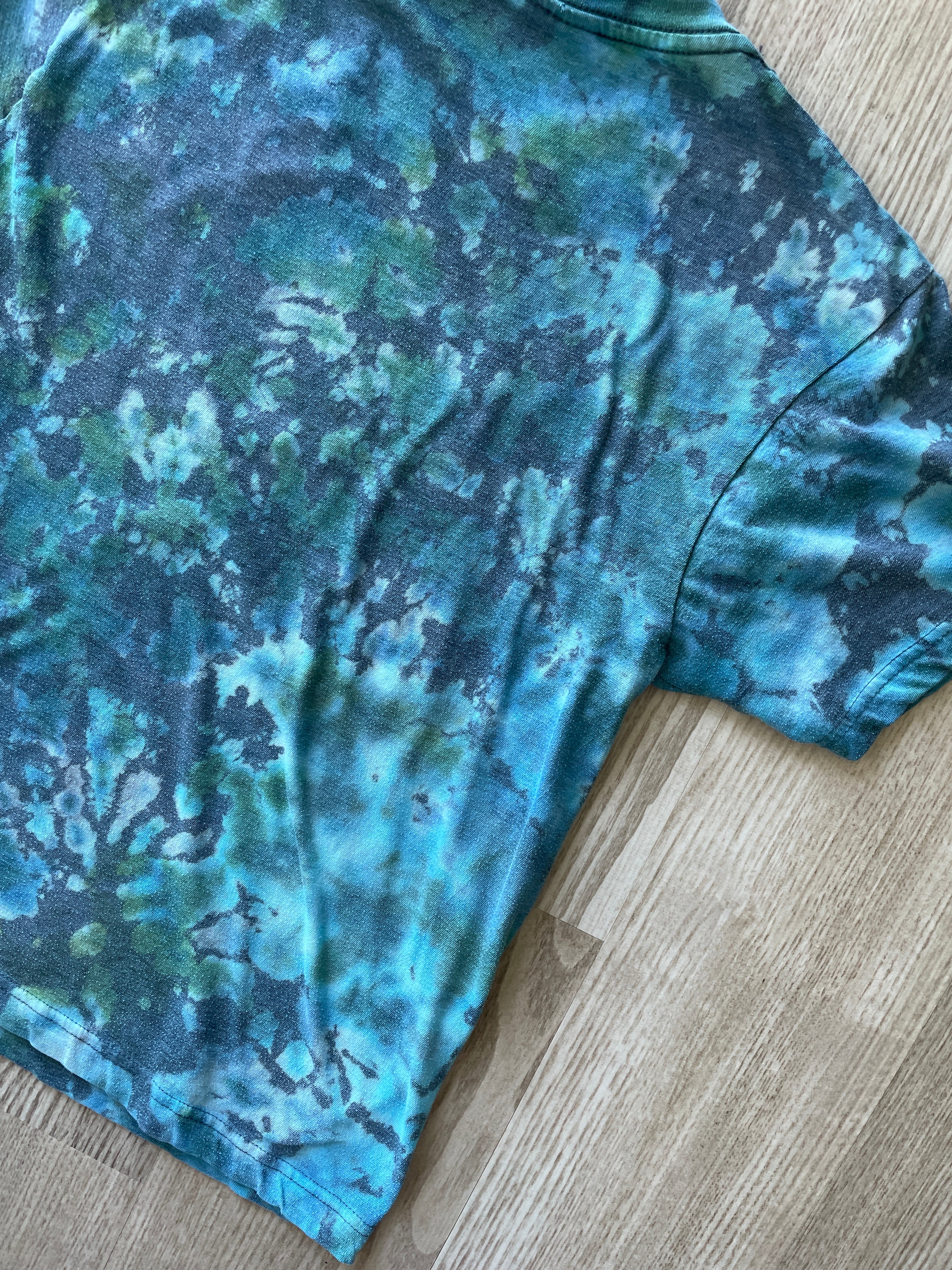 SMALL Men’s I Heart NY Handmade Tie Dye T-Shirt | One-Of-a-Kind Blue and Green Short Sleeve