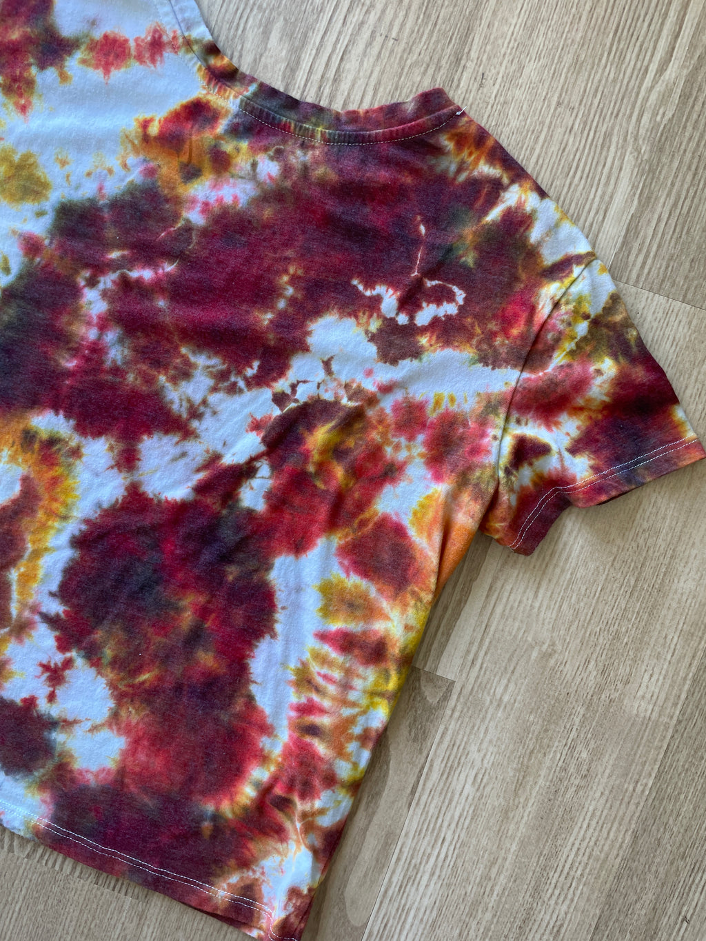 2XL Women’s Lion King Hakuna Matata Handmade Tie Dye T-Shirt | One-Of-a-Kind Red and Yellow Crumpled Short Sleeve