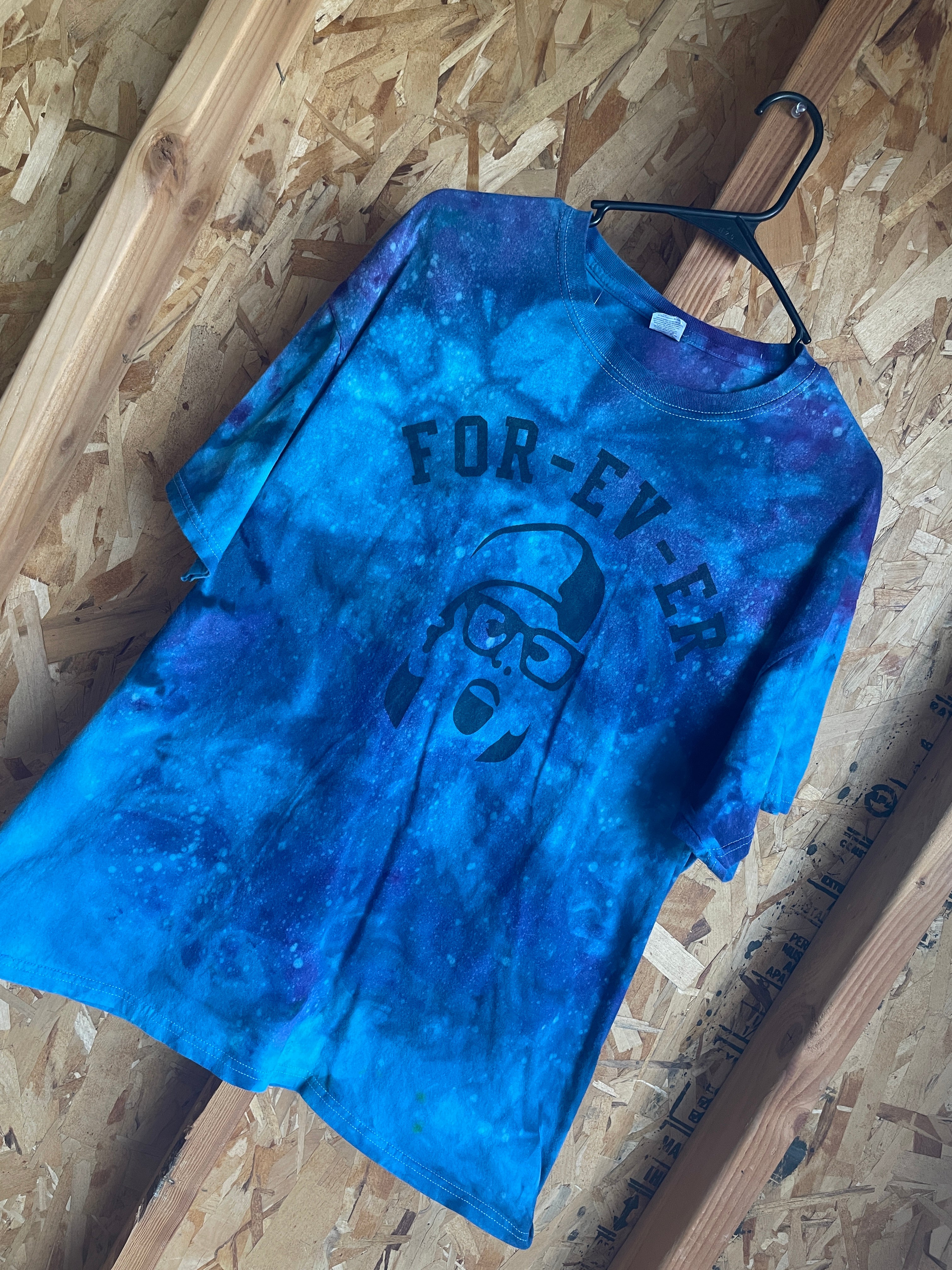 Large Men’s Squints FOR-EV-ER Handmade Tie Dye T-Shirt | The Sandlot Blue and Purple Crumpled Galaxy Ice Dye Tie Dye Short Sleeve