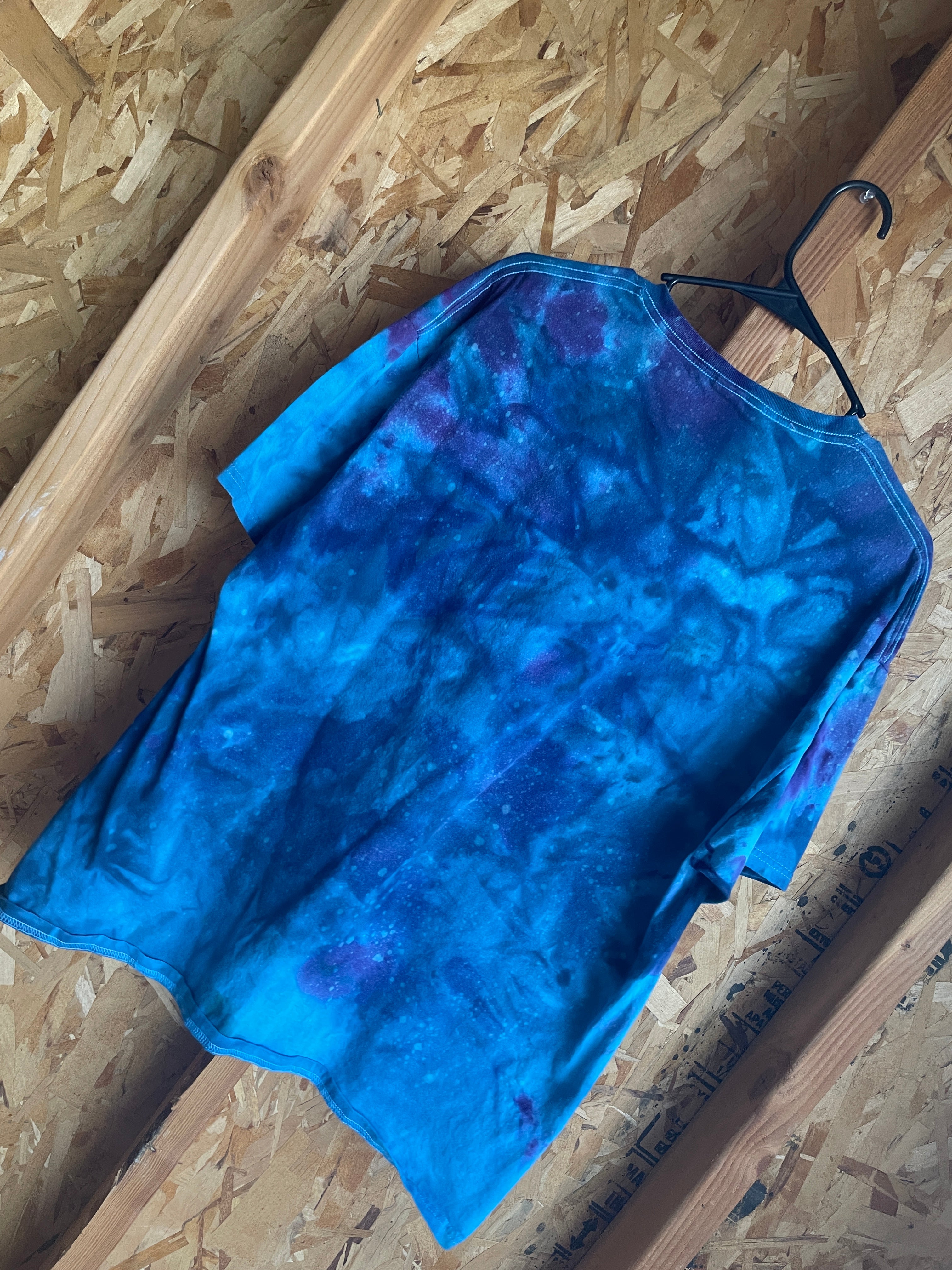 Large Men’s Squints FOR-EV-ER Handmade Tie Dye T-Shirt | The Sandlot Blue and Purple Crumpled Galaxy Ice Dye Tie Dye Short Sleeve