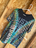 Large Men’s Nike Just Do It Handmade Tie Dye T-Shirt | Black, Blue, and Green V-Pleated Tie Dye Short Sleeve