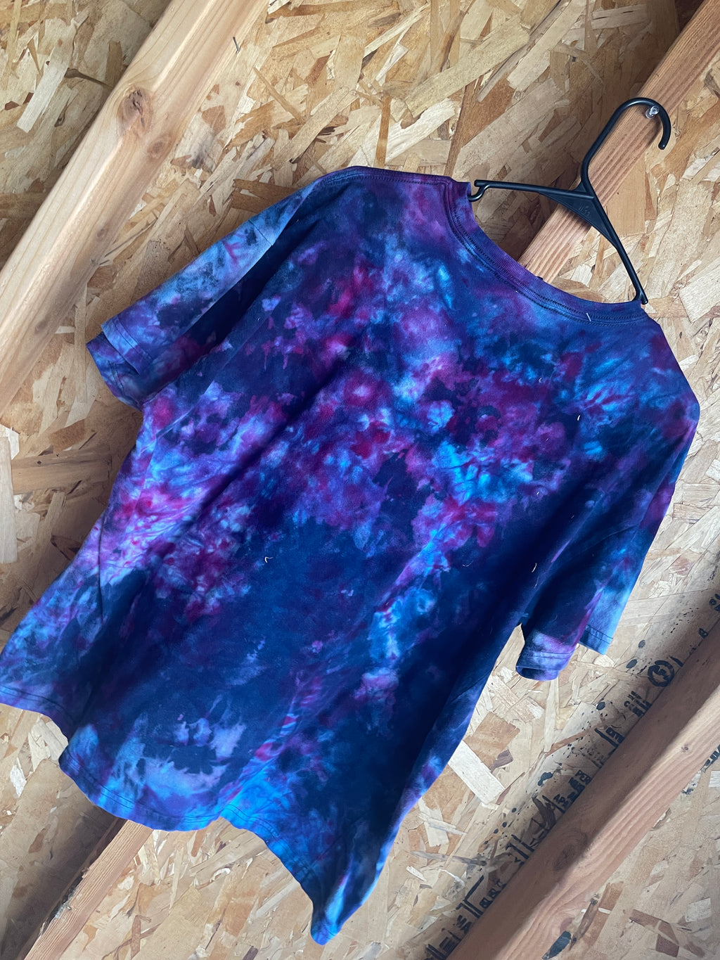 Large Men’s FDNY Handmade Tie Dye T-Shirt | Blue and Purple Galaxy Ice Dye Tie Dye Short Sleeve