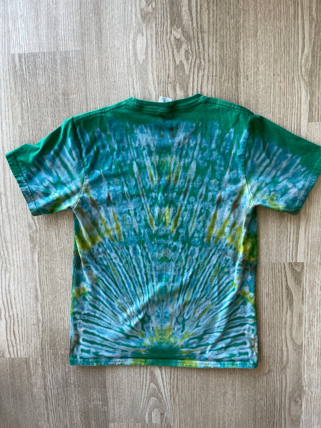 YOUTH Large School's Out for Summer Handmade Tie Dye T-Shirt | One-Of-a-Kind Green and Yellow Short Sleeve