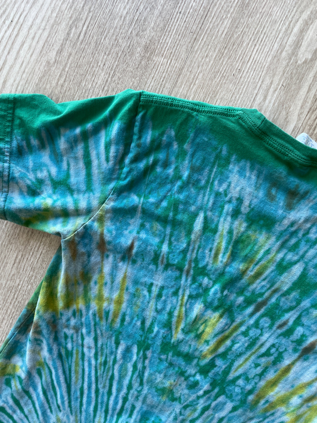 YOUTH Large School's Out for Summer Handmade Tie Dye T-Shirt | One-Of-a-Kind Green and Yellow Short Sleeve