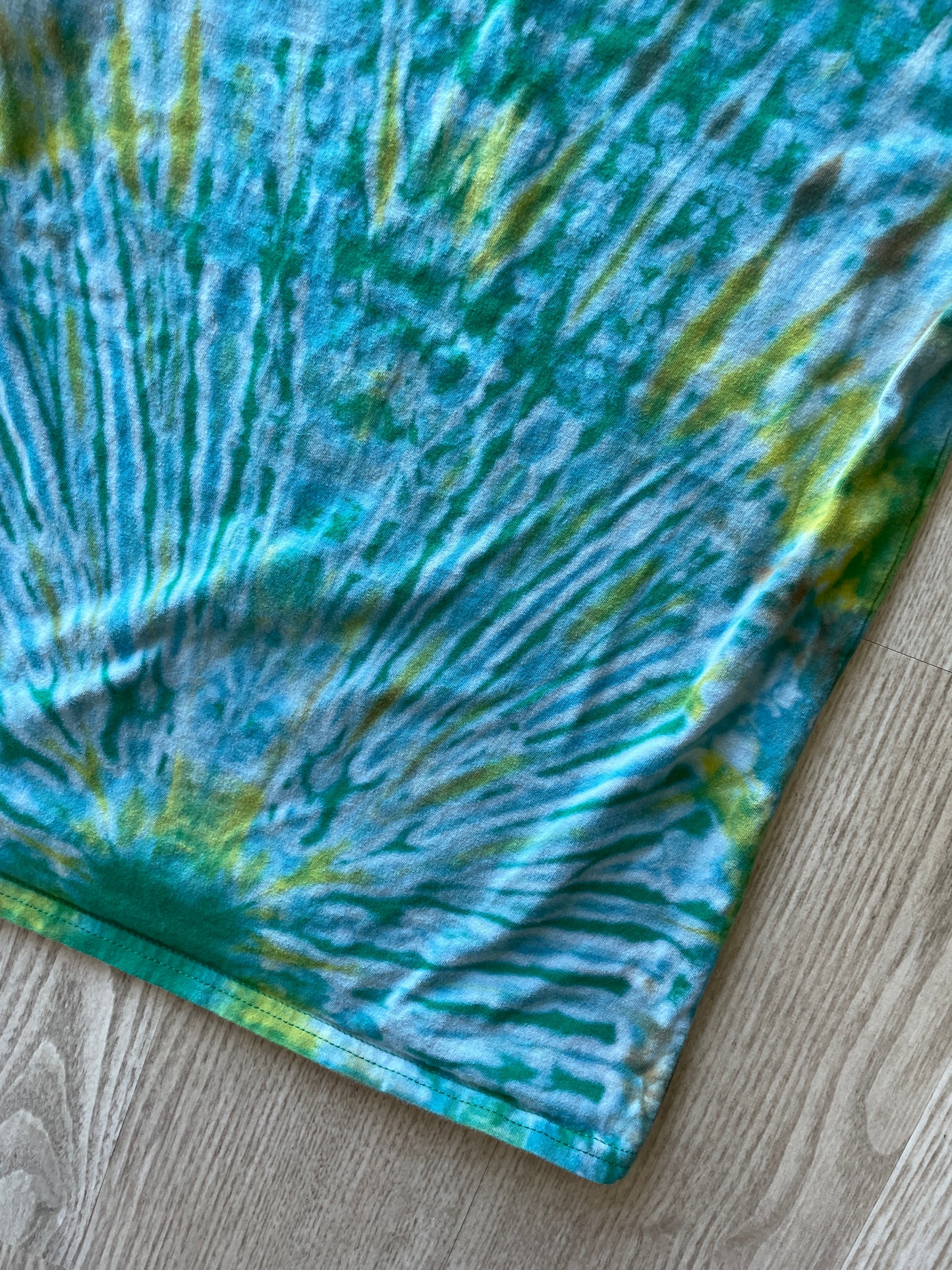 YOUTH Large School's Out for Summer Handmade Tie Dye T-Shirt | One-Of-a-Kind Green and Yellow Short Sleeve