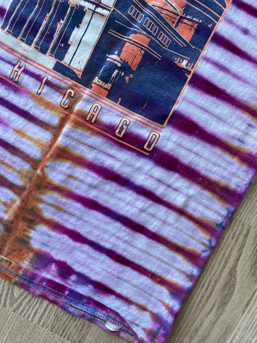 YOUTH MEDIUM Chicago Museum of Science and History Handmade Tie Dye T-Shirt | One-Of-a-Kind Pink and Purple Short Sleeve