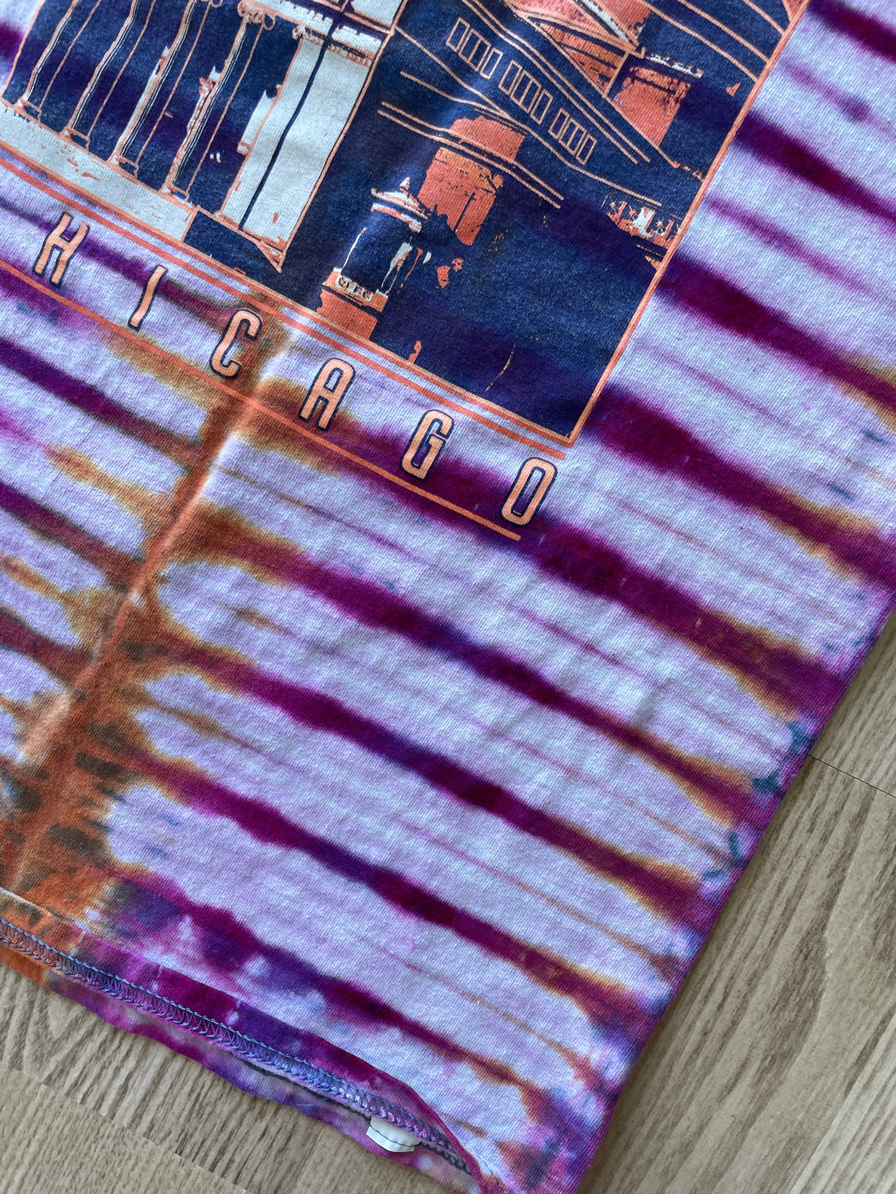 YOUTH MEDIUM Chicago Museum of Science and History Handmade Tie Dye T-Shirt | One-Of-a-Kind Pink and Purple Short Sleeve