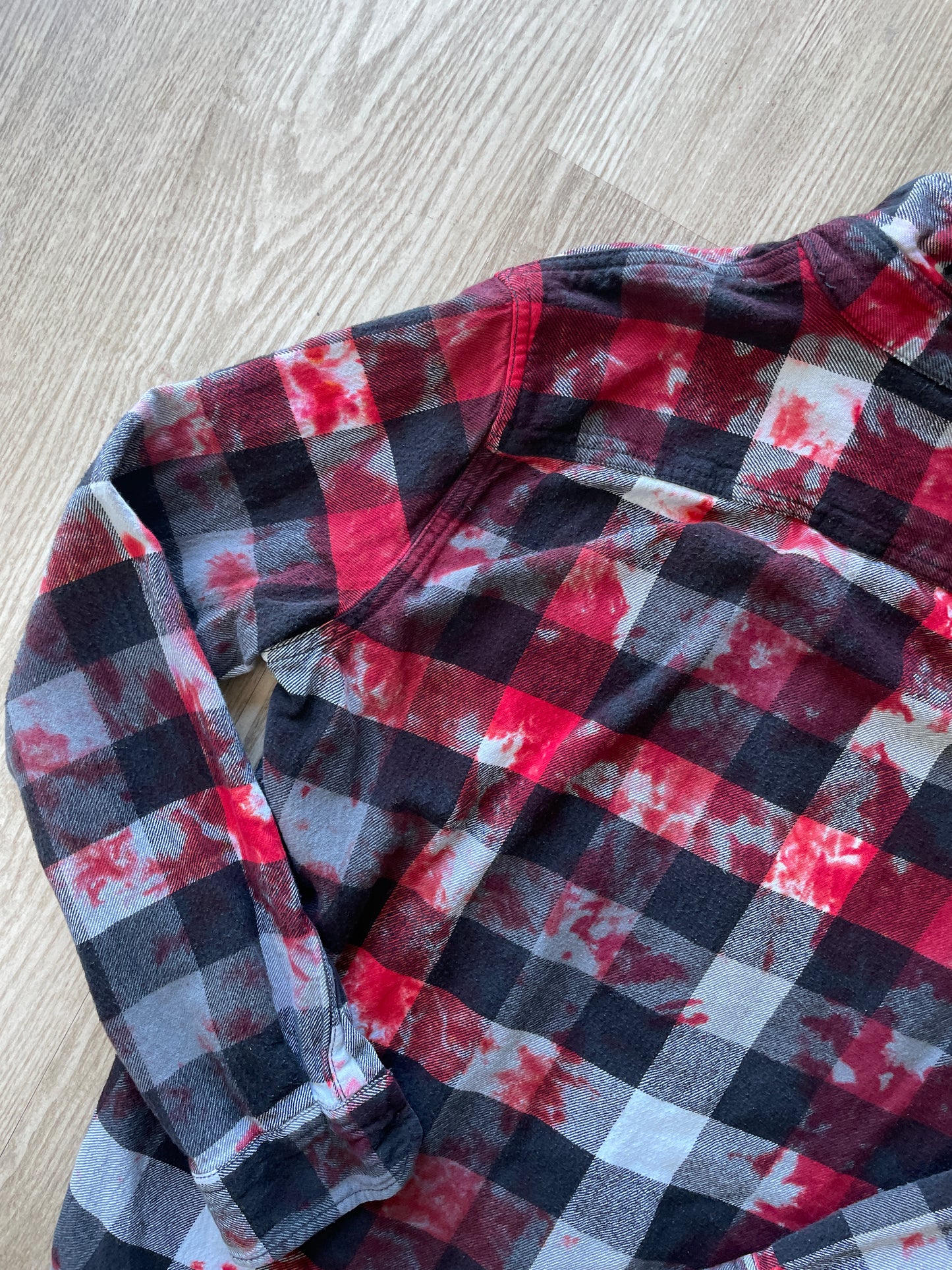 MEDIUM Men’s American Eagle Black, White, and Red Handmade Tie Dye Flannel Shirt | One-Of-a-Kind Upcycled Long Sleeve