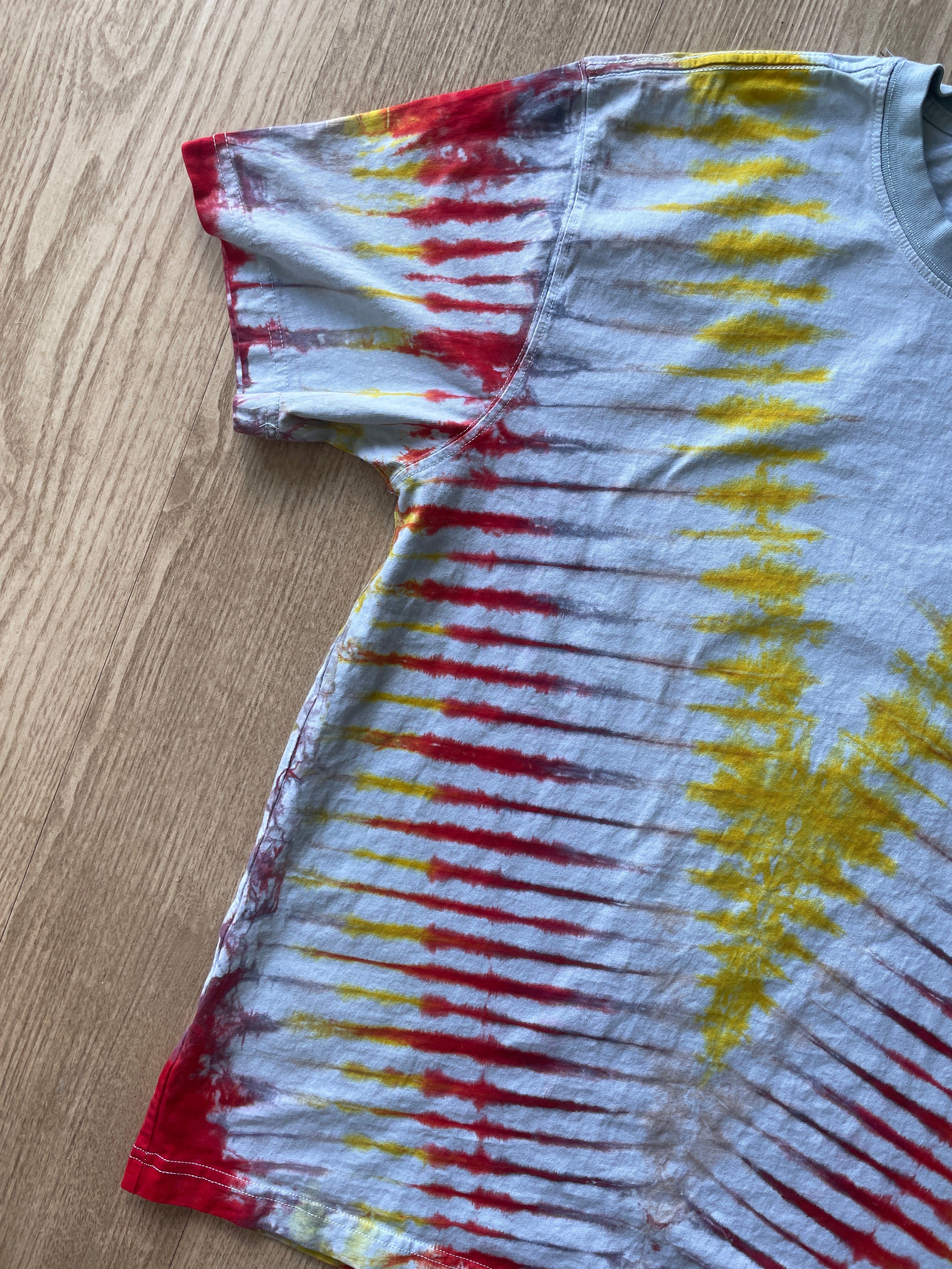 LARGE Men’s Motley Crue Girls! Girls! Girls! Handmade Tie Dye T-Shirt | One-Of-a-Kind Yellow and Red Short Sleeve