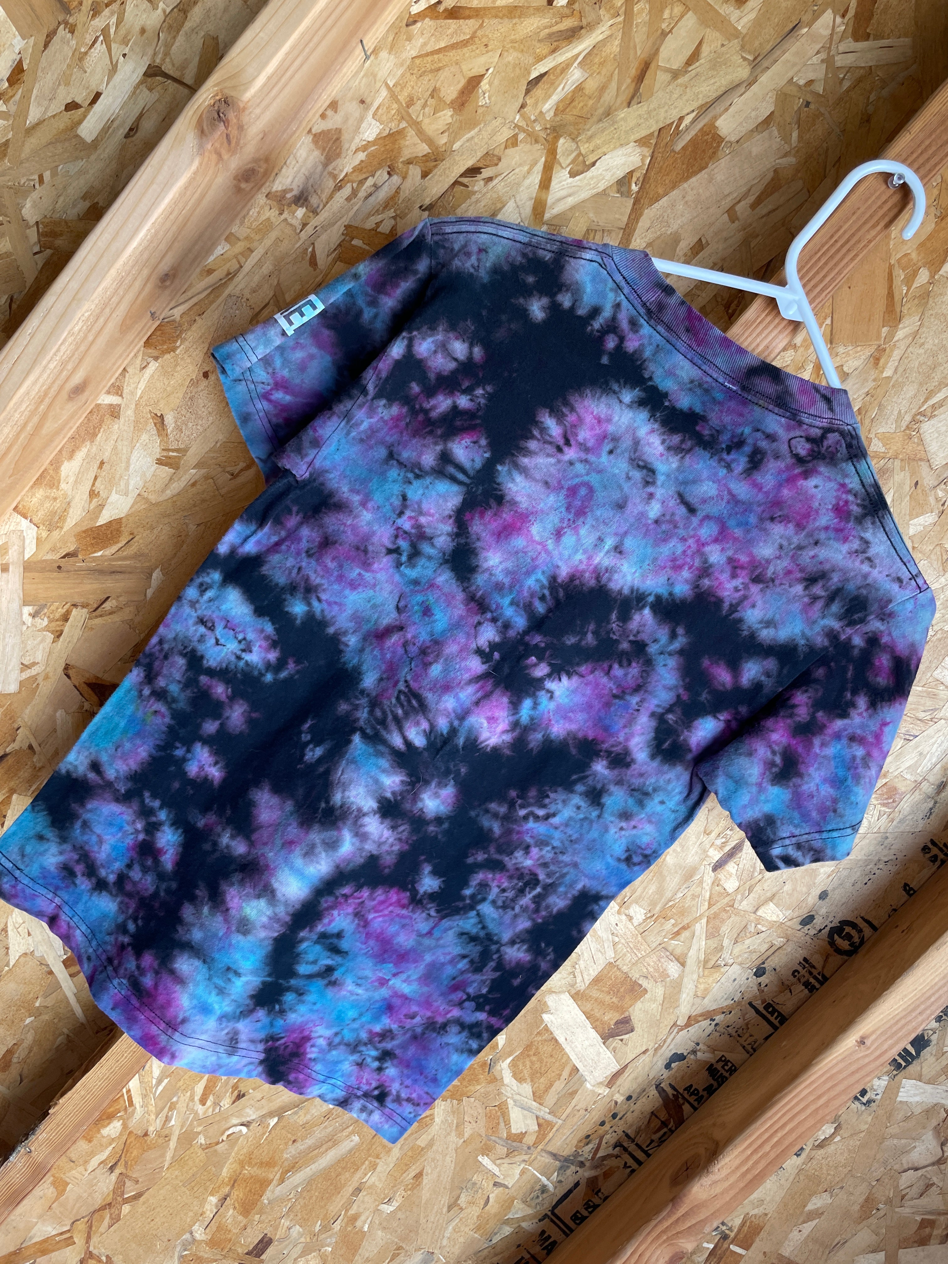 XS Men’s Mickey Mouse Handmade Tie Dye T-Shirt | Black and Pastel Reverse Tie Dye Short Sleeve