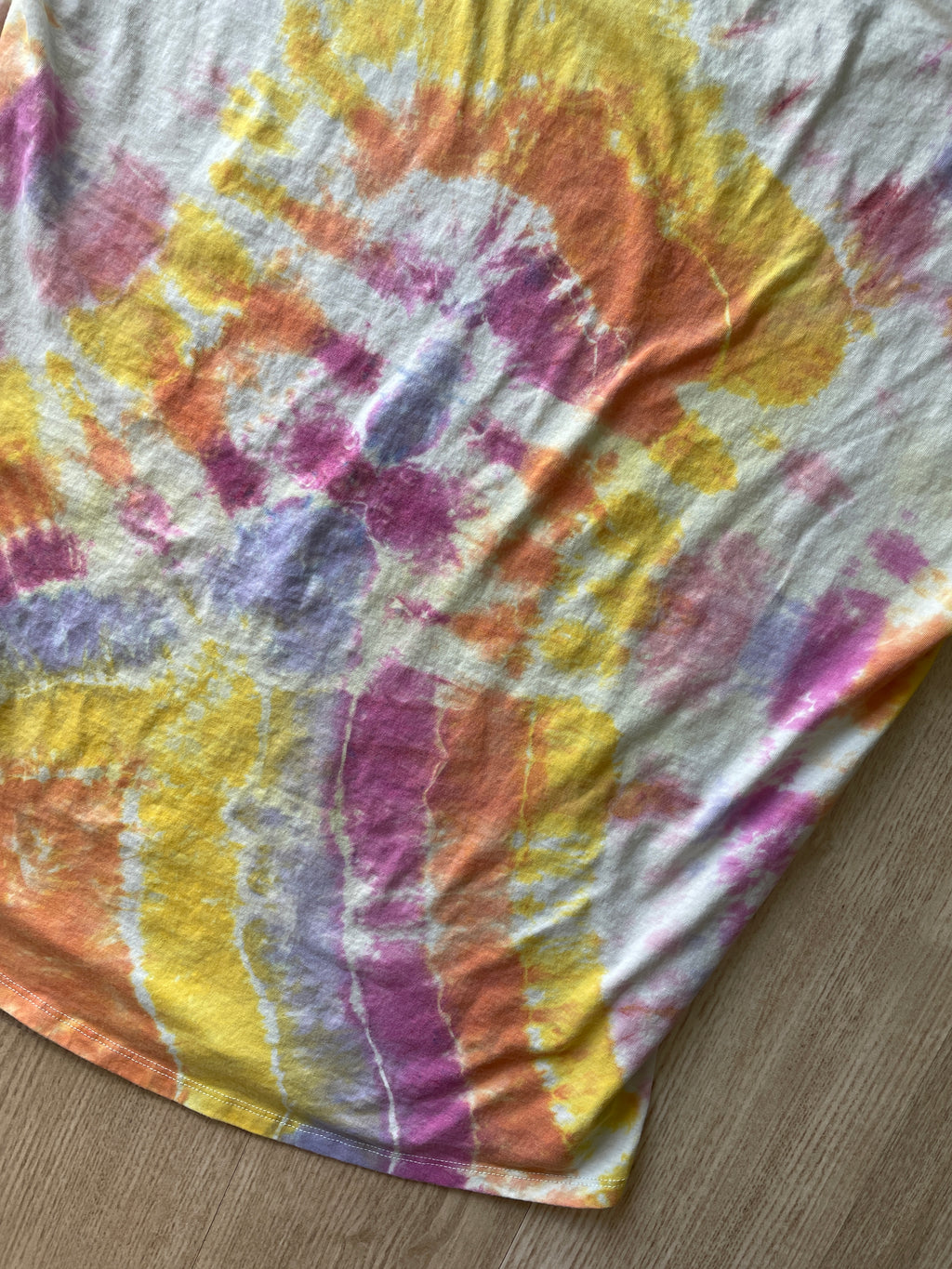 2XL Women’s Look at the Bright Sides Mountains Handmade Tie Dye T-Shirt | One-Of-a-Kind Pastel Short Sleeve